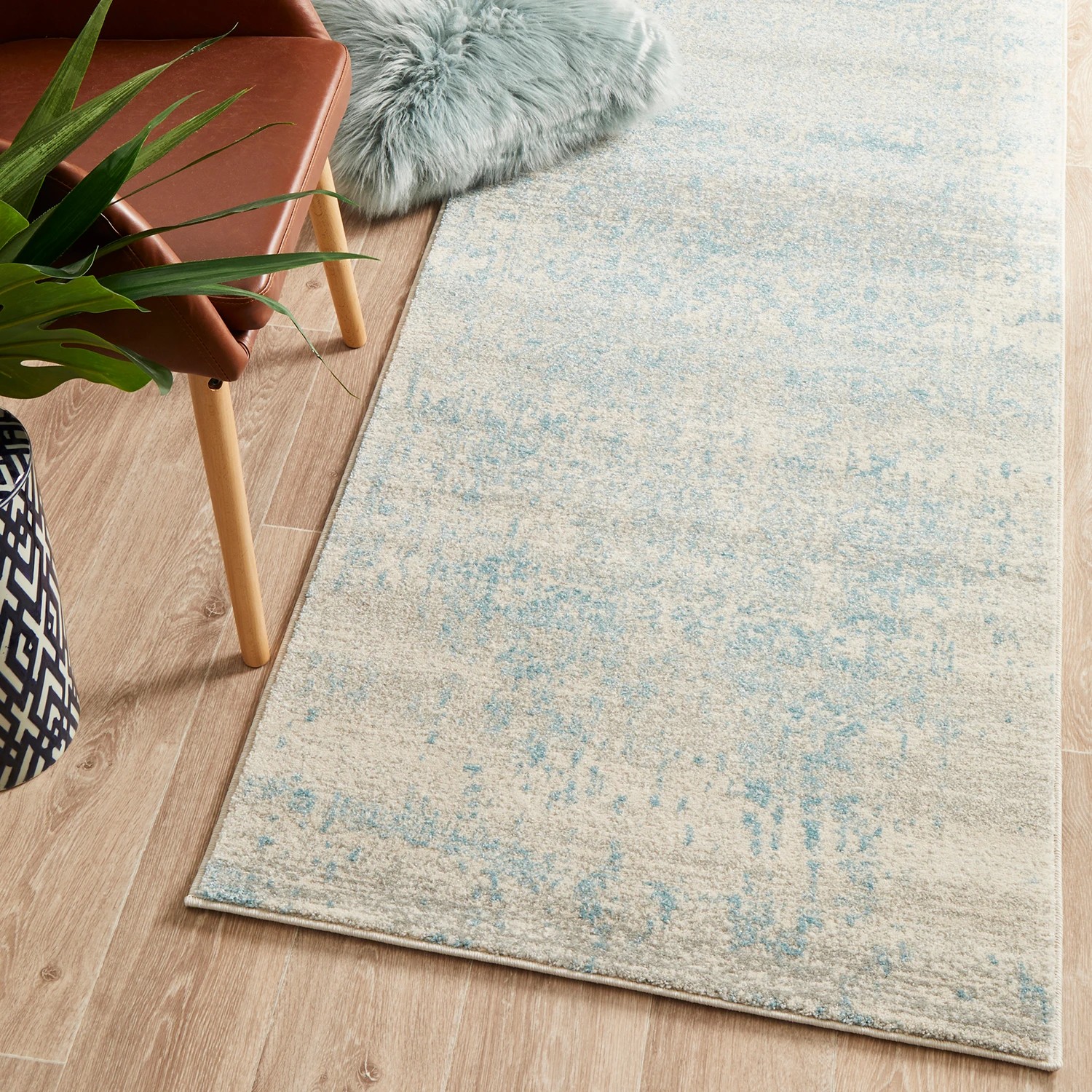 2 Common Ground Rugs Encore 253 400x80cm - Large Runner Power Loomed Pet Friendly Rug - Blue, 2 of 7