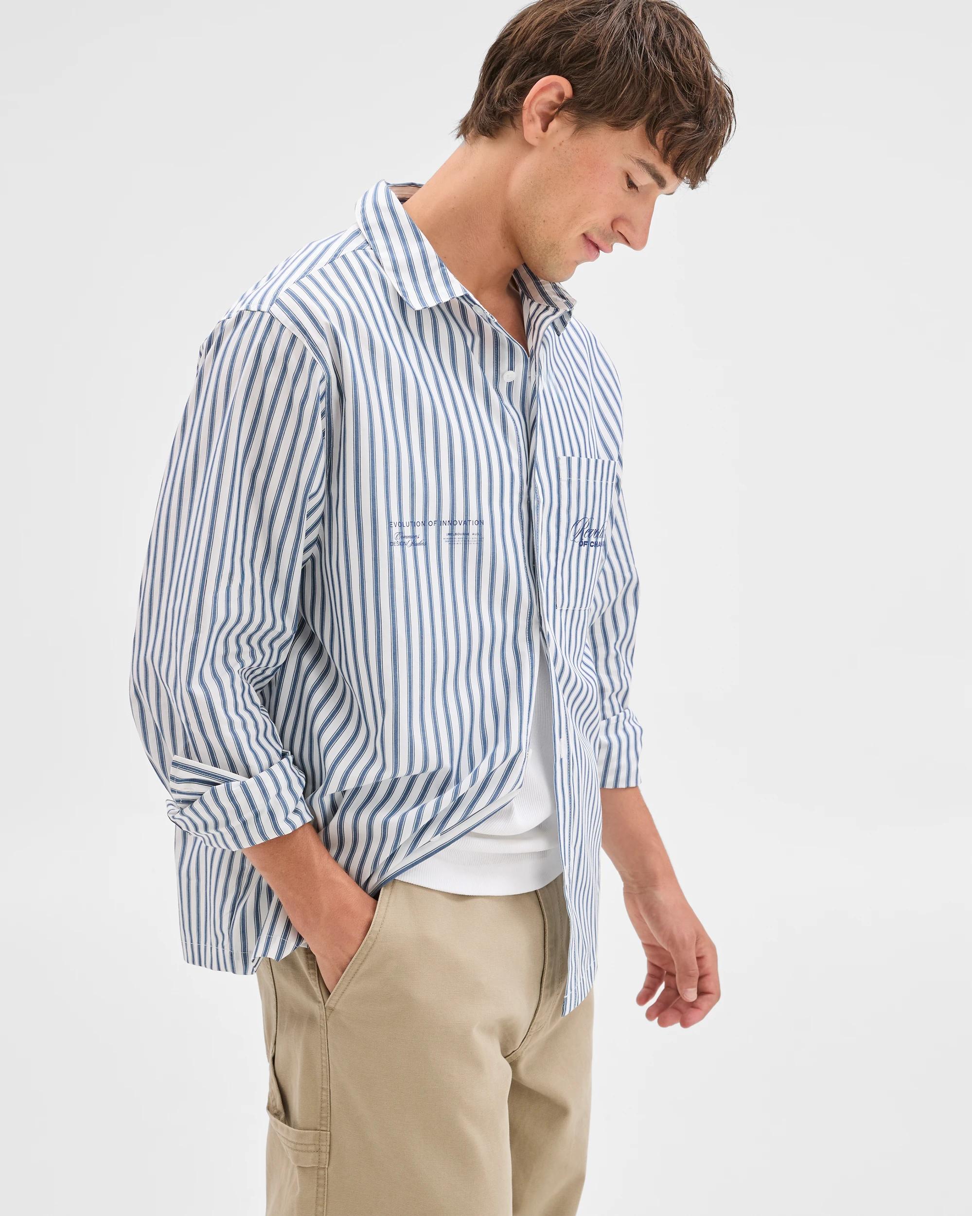 4 Commons Australian Cotton Business Shirt WHITE STRIPE, 4 of 6