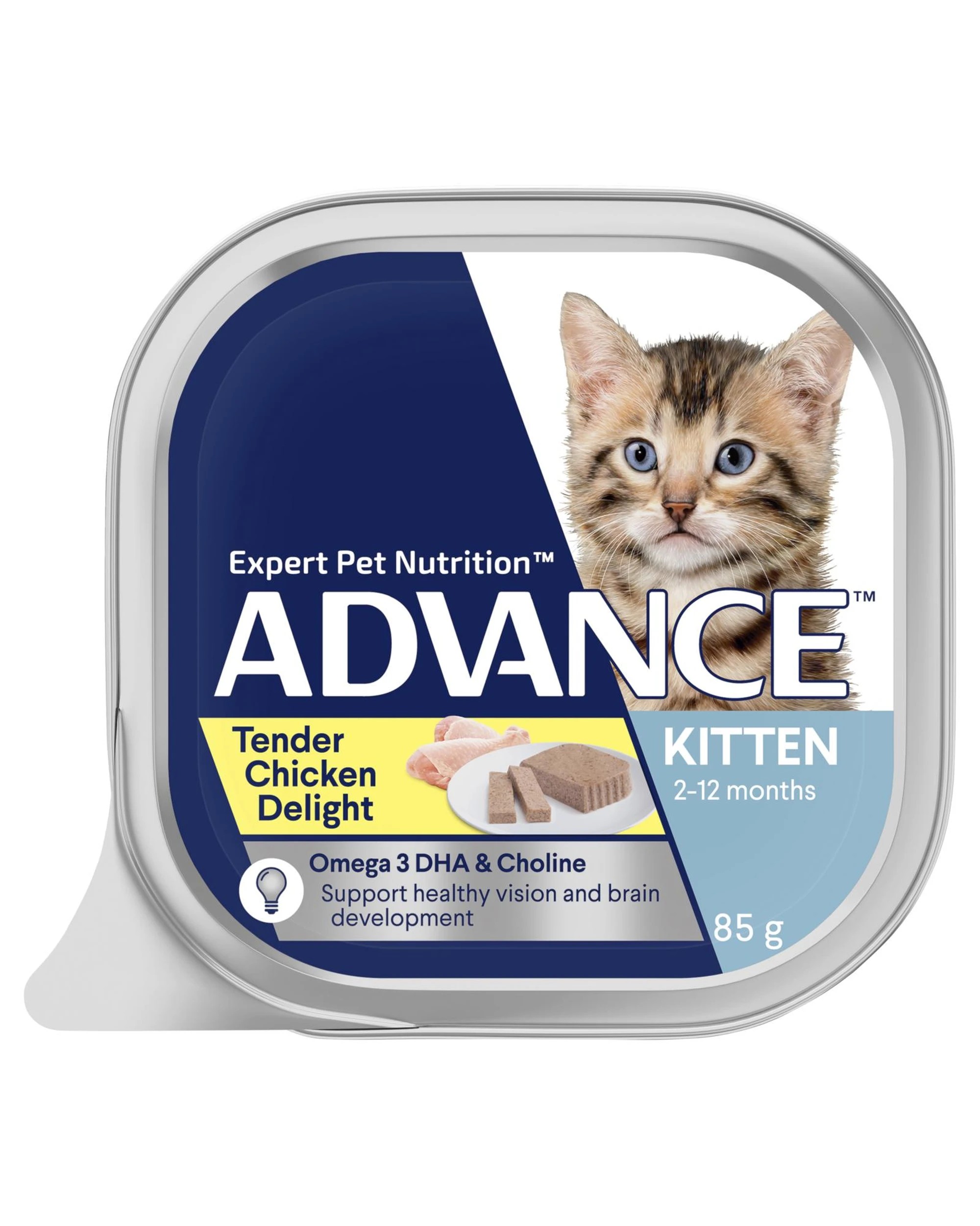 1 Advance Kitten 2-12 Months Wet Cat Food Tender Chicken Delight 7 x 85g, 1 of 3