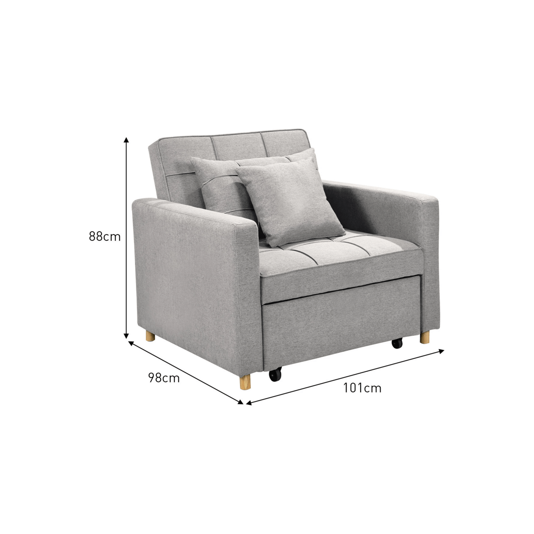 3 Suri 3-in-1 Convertible Sofa Chair Bed Lounger By Sarantino Light Grey, 3 of 10