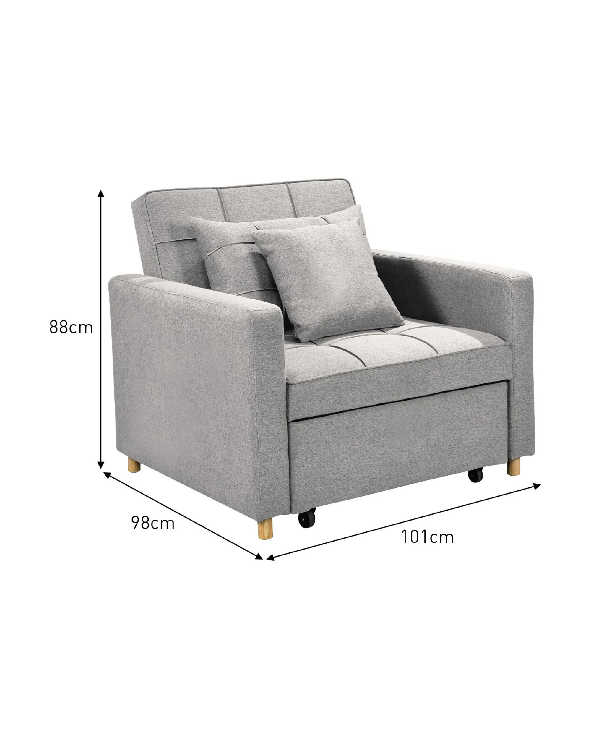 3 Suri 3-in-1 Convertible Sofa Chair Bed Lounger By Sarantino Light Grey, 3 of 10
