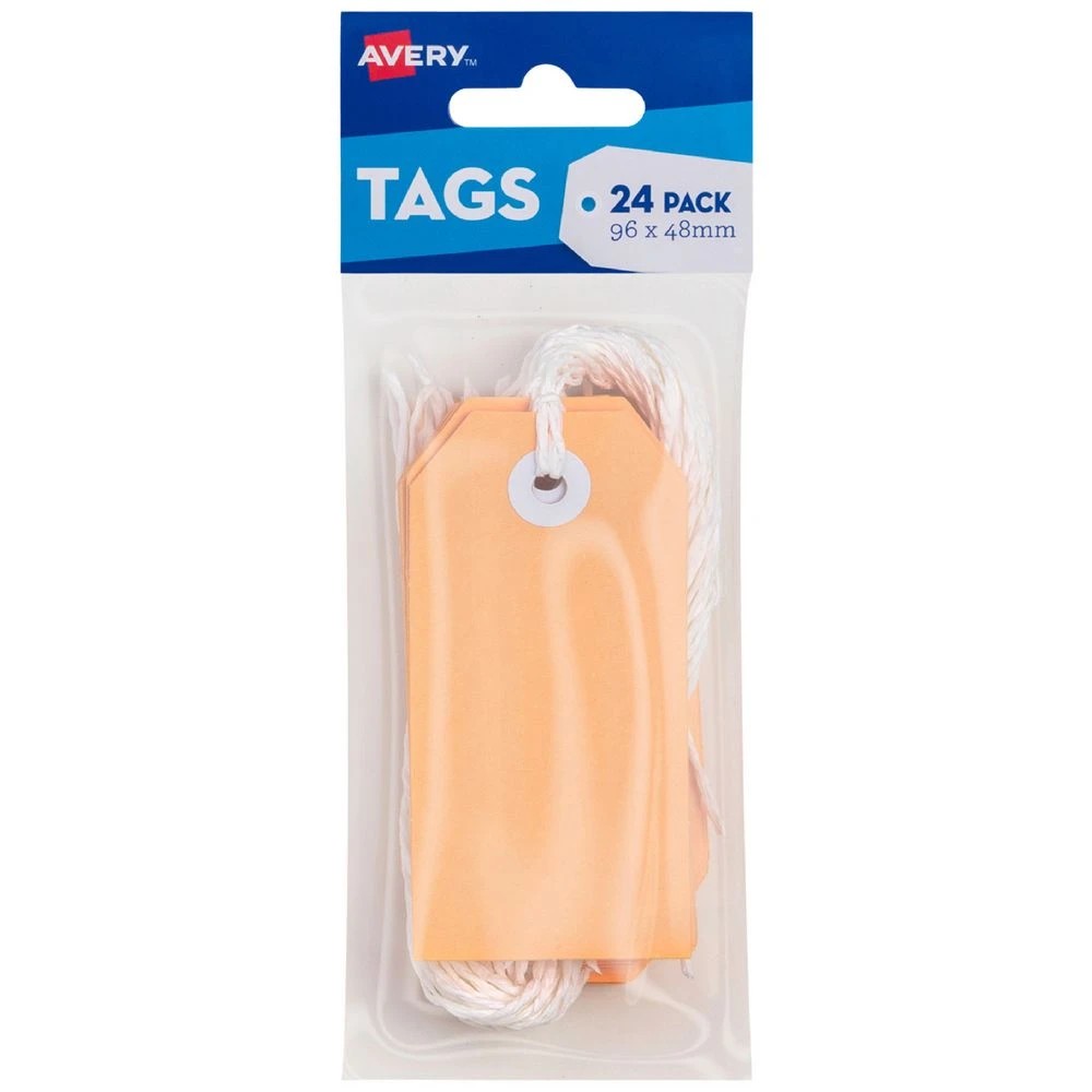1 Avery Tag with String 96 x 48mm Peach 24 Pack, 1 of 3