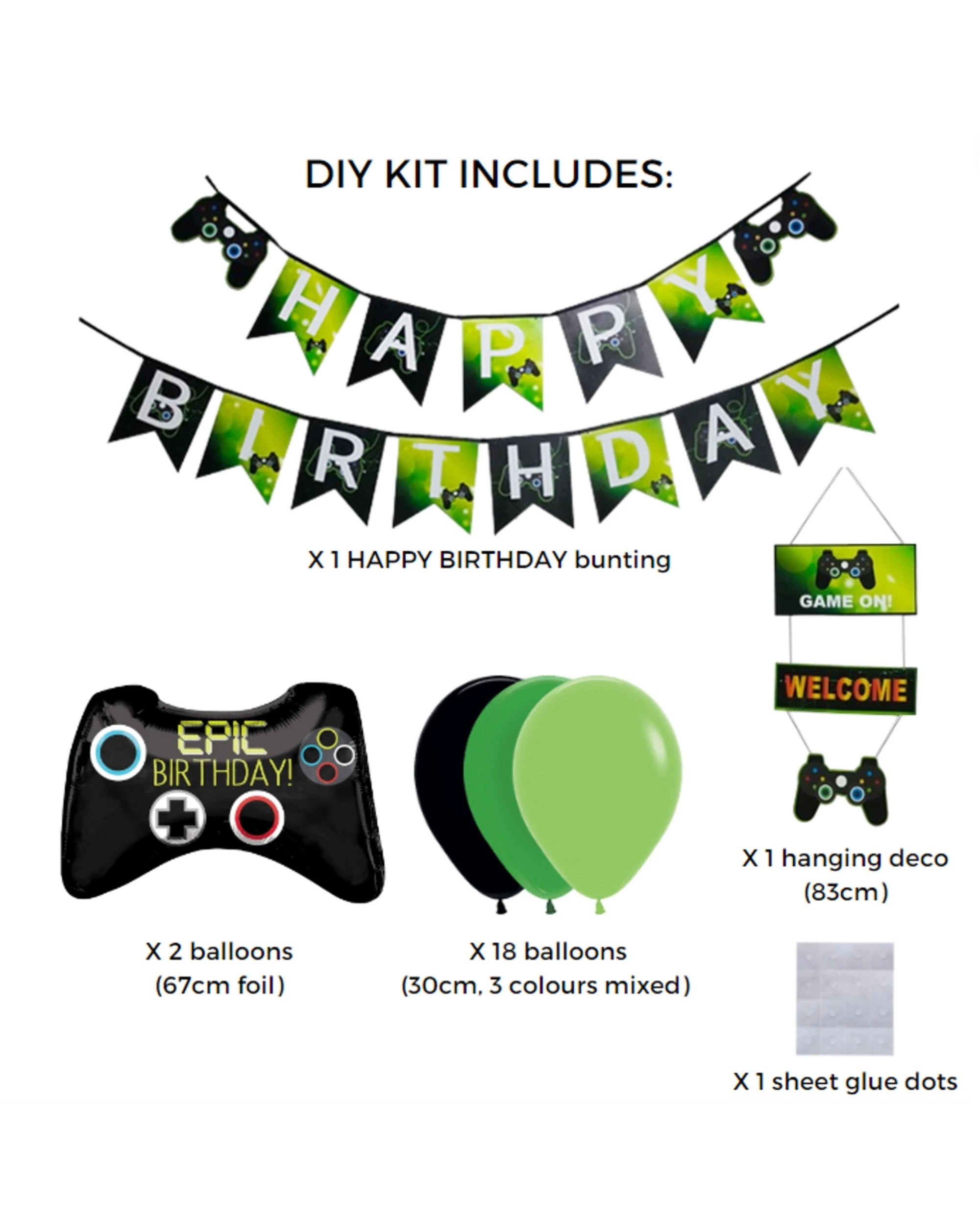 2 Partyrama Happy Birthday Gamer Party Balloon Decorating Kit, 2 of 2