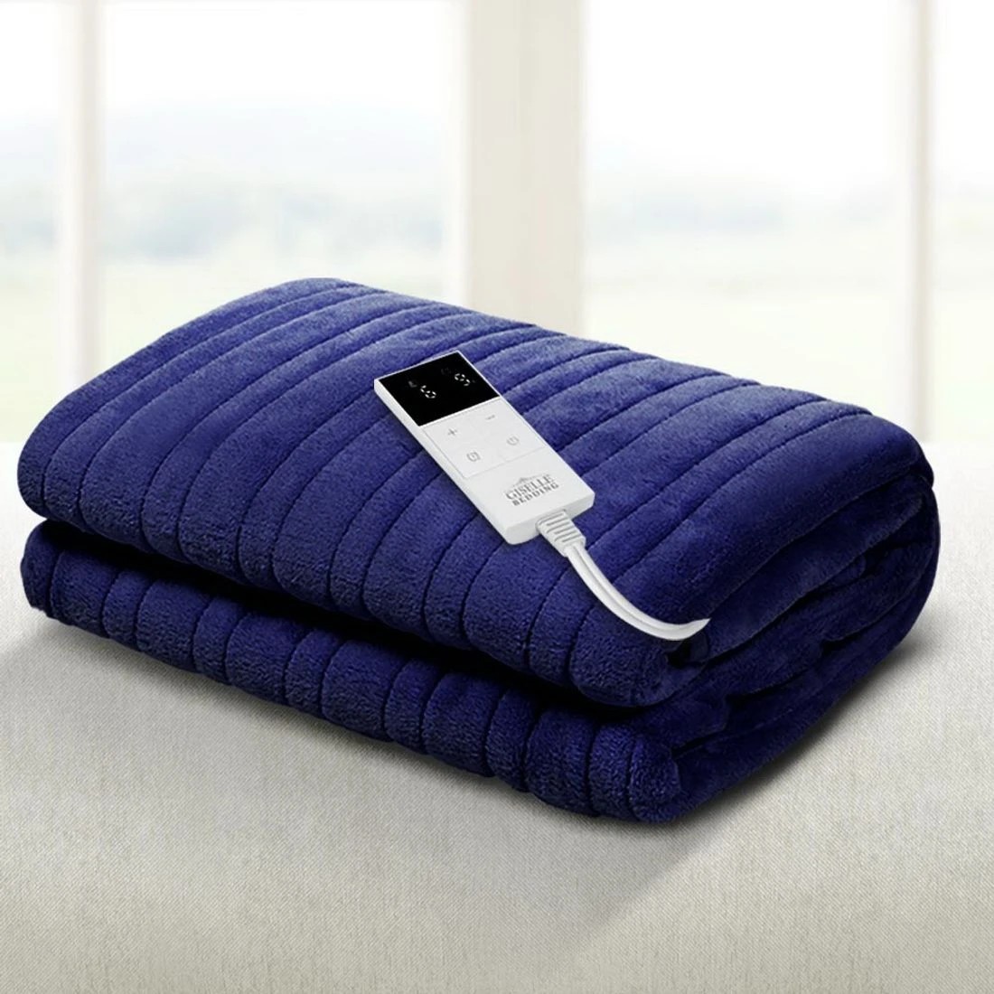 3 Giselle Electric Throw Rug Heated Blanket Fleece - Blue, 3 of 10