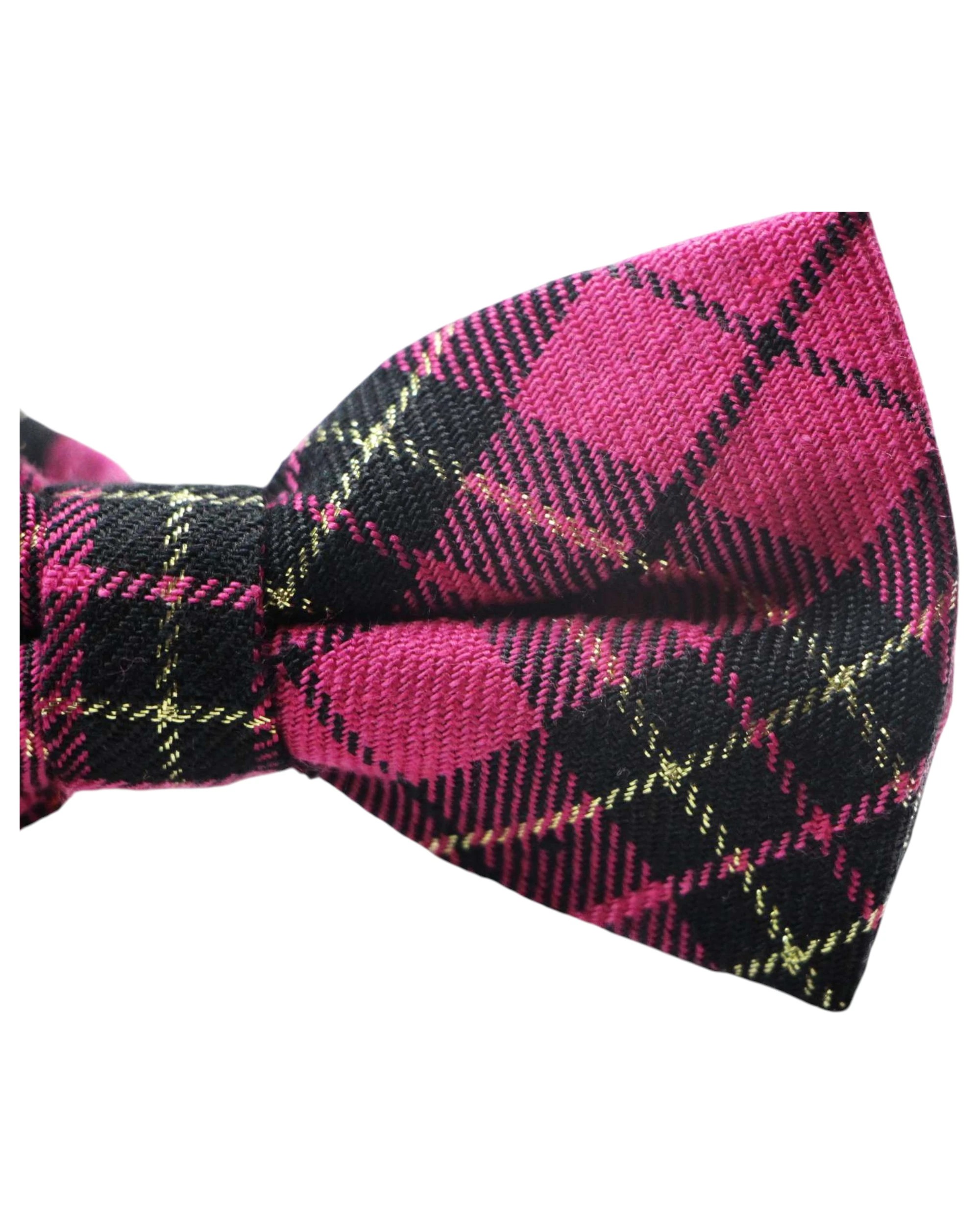 3 Zasel Mens Pink Tarten Patterned Bow Tie With Tinsel, 3 of 3