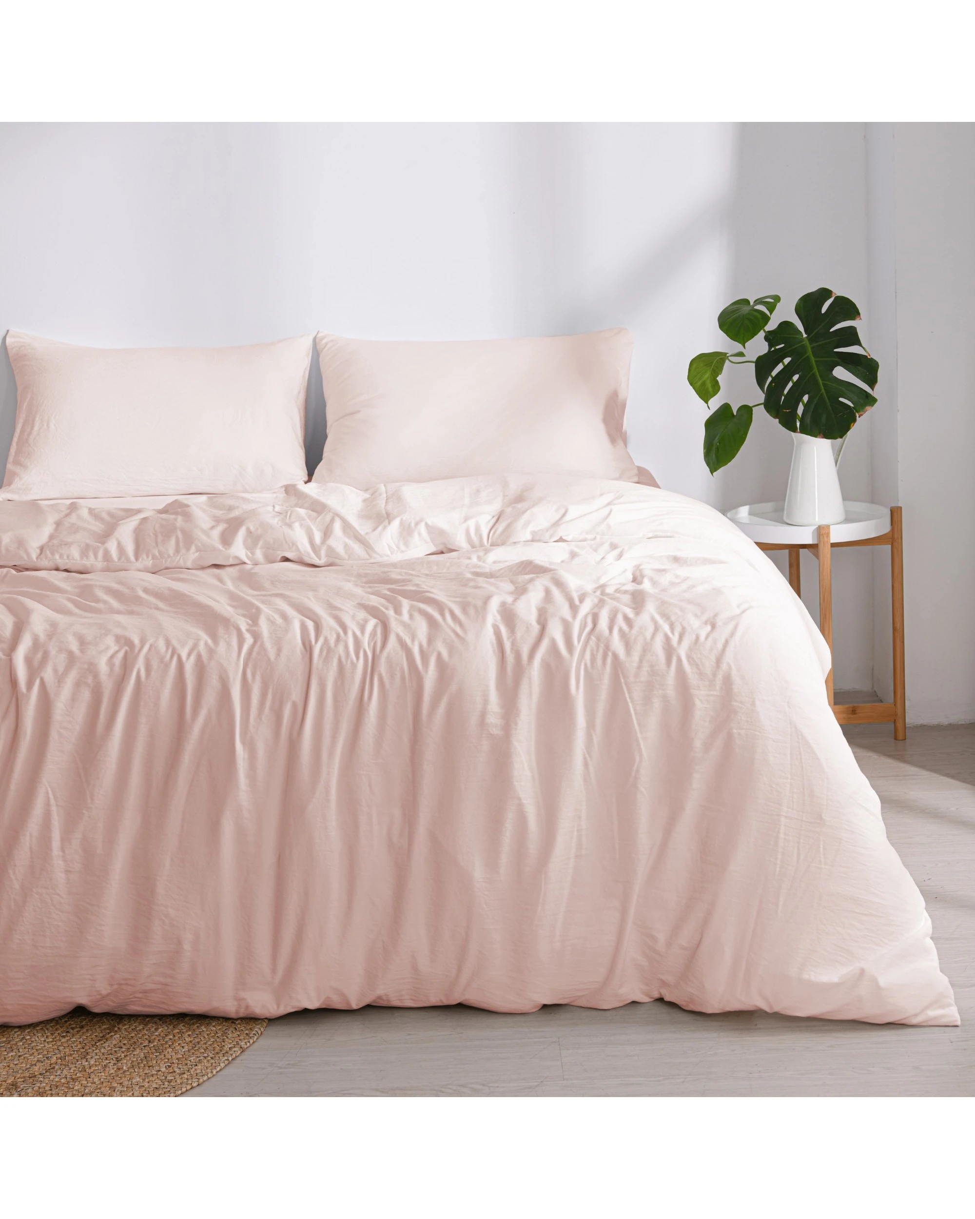 1 Dreamaker Superfine Washed Microfibre Quilt Cover Set - Queen Bed - Blush Pink, 1 of 9