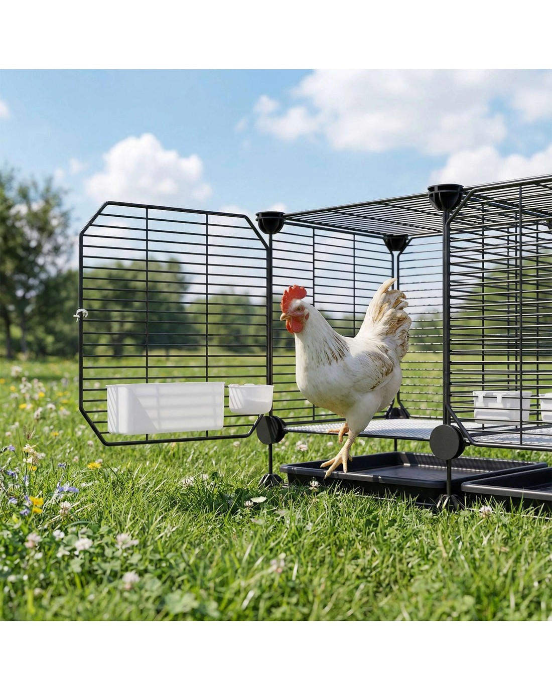 Advwin Metal Chicken Coop Rabbit Hutch Pet Cage - Kmart