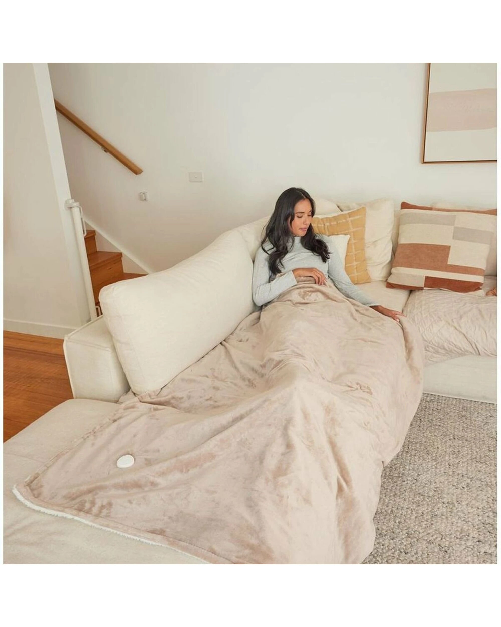 3 Homedics Heated Throw Blanket- Cream, 3 of 5