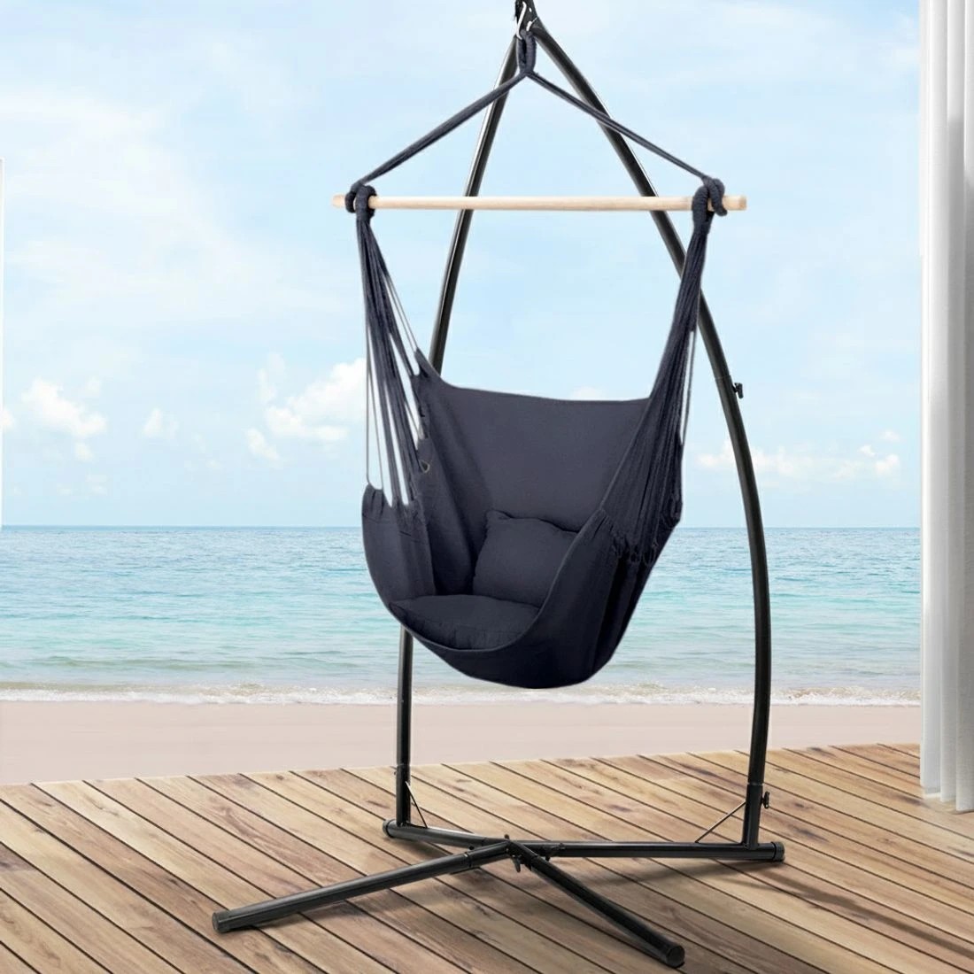 6 Gardeon Hammock Chair Outdoor Camping Hanging with Steel Stand - Multi, 6 of 6