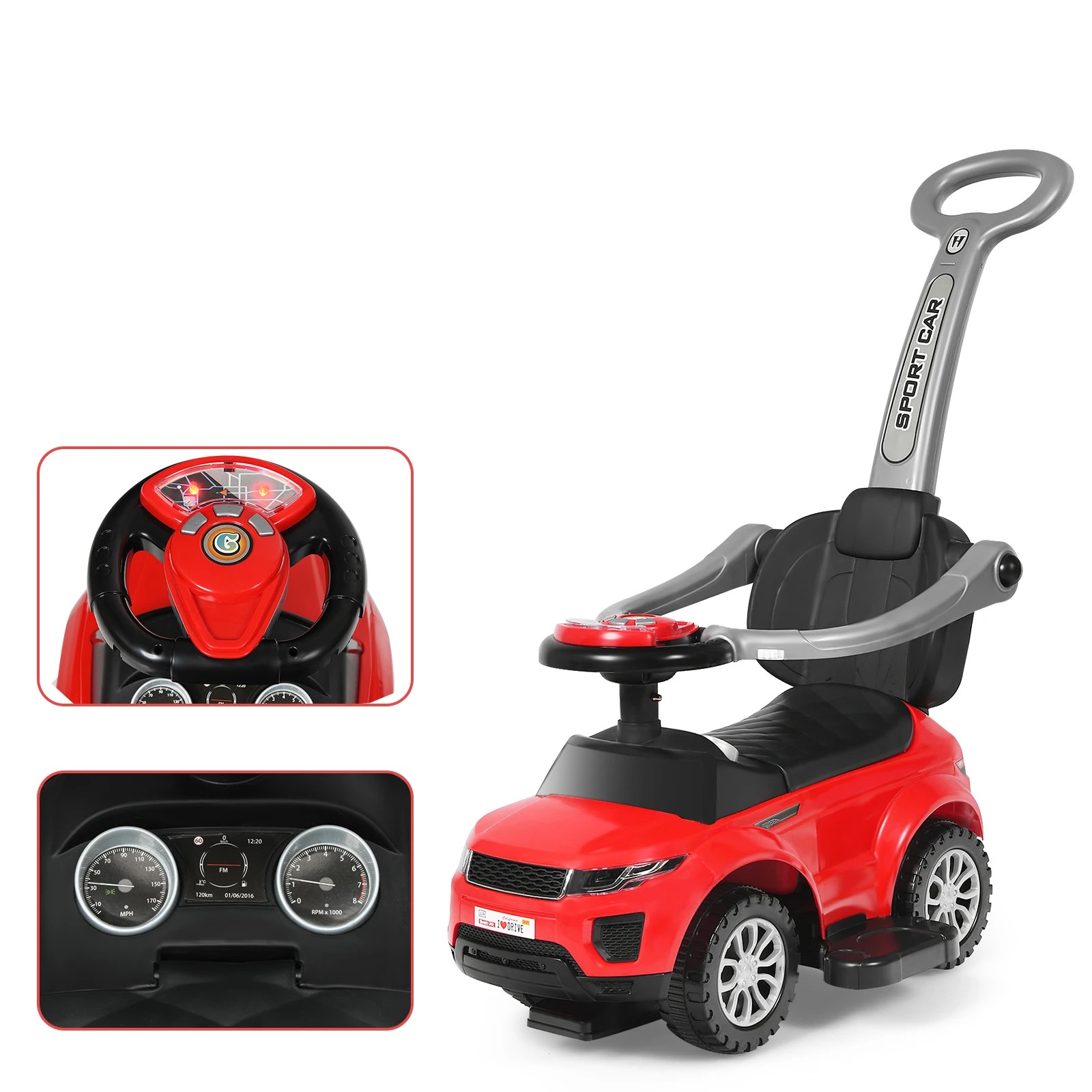 3 Costway Kids Ride On Push Car Sliding Car Toy - Red, 3 of 5