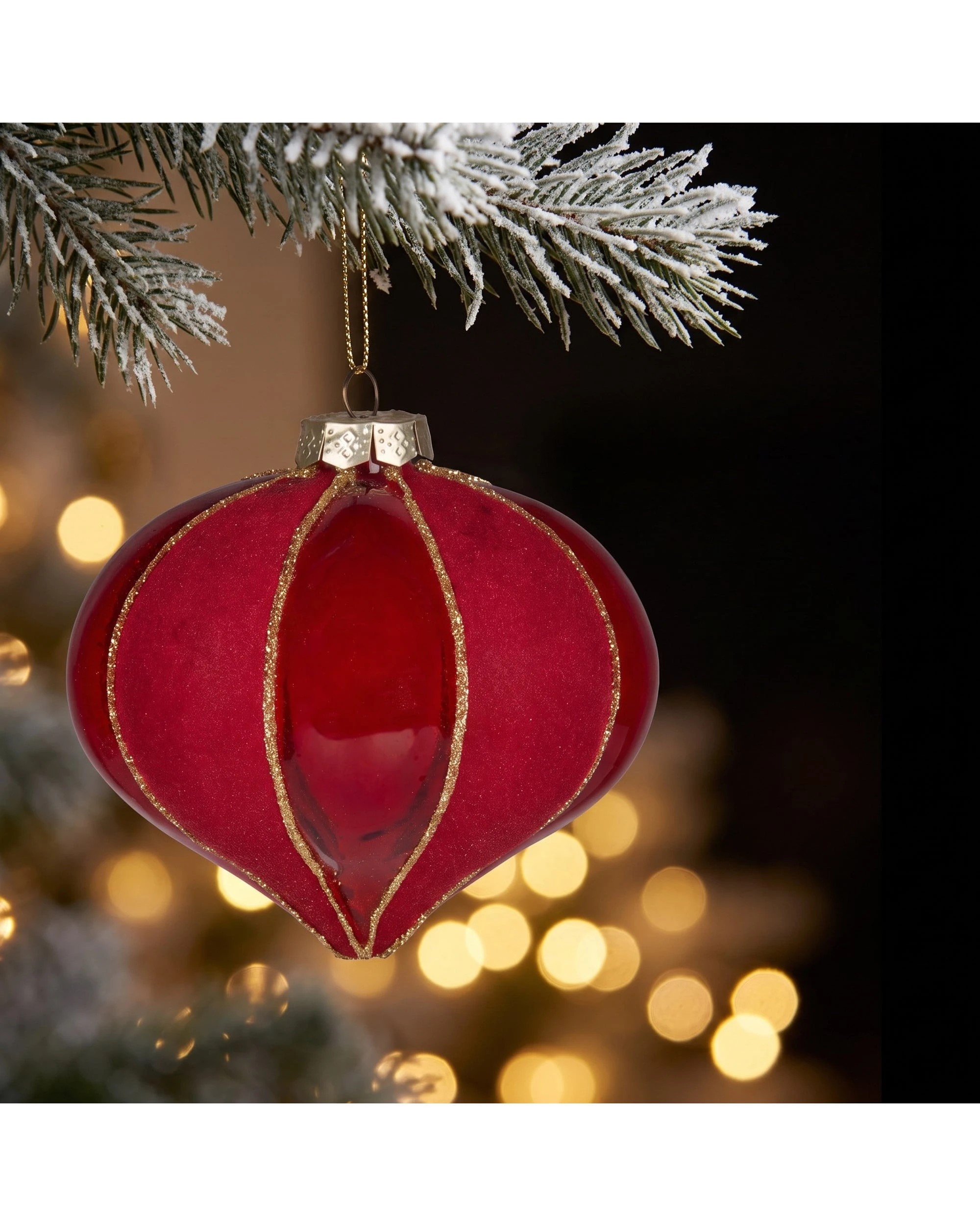 5 Christabelle 6 Red Glass Christmas Baubles Onion Shape 10cm Xmas Tree Decorations Hanging Ornaments Gift Boxed Set - Red, 5 of 7