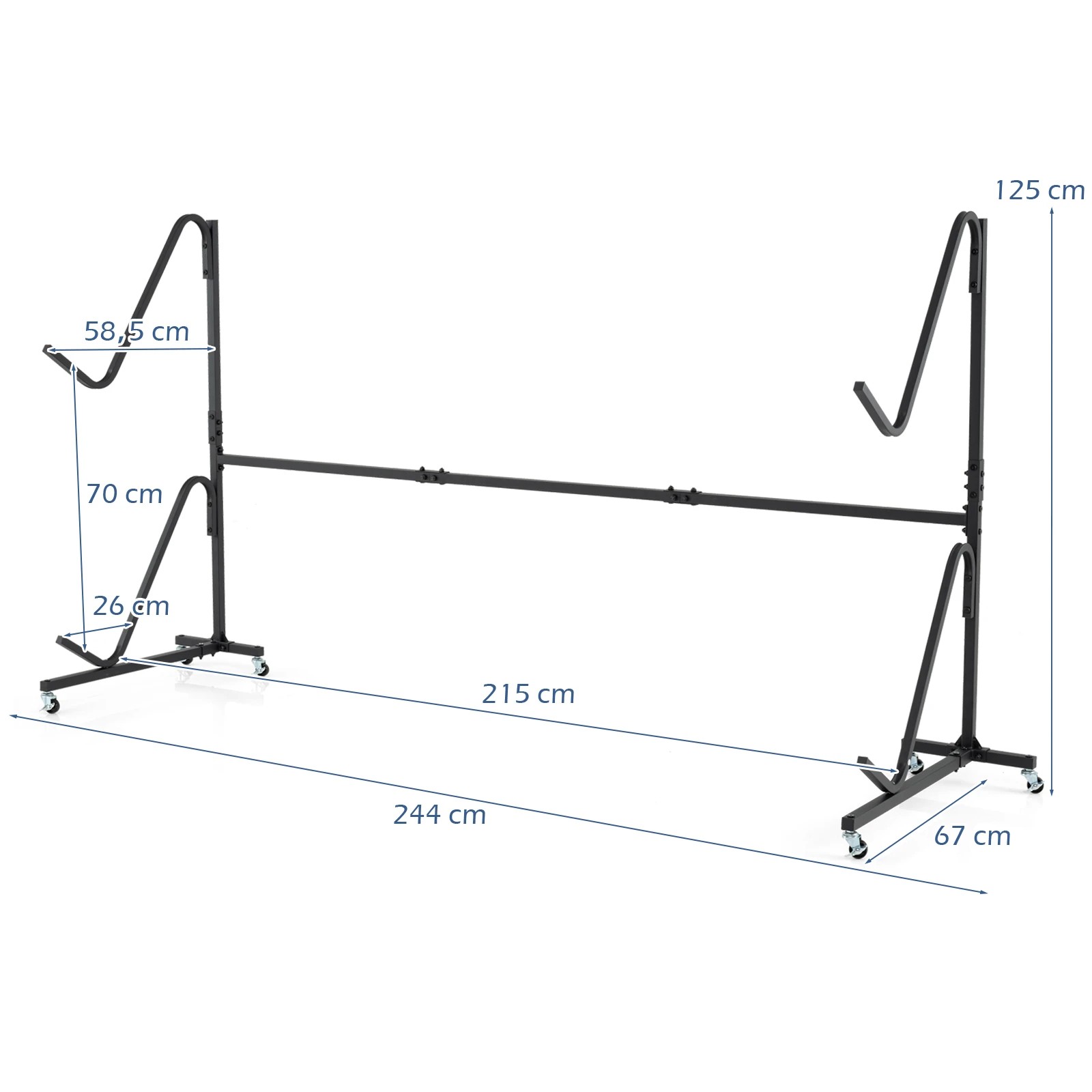 2 Costway Kayak Storage Rack Metal Kayak Stand Display Racks w/6 Lockable Wheels - Black, 2 of 4
