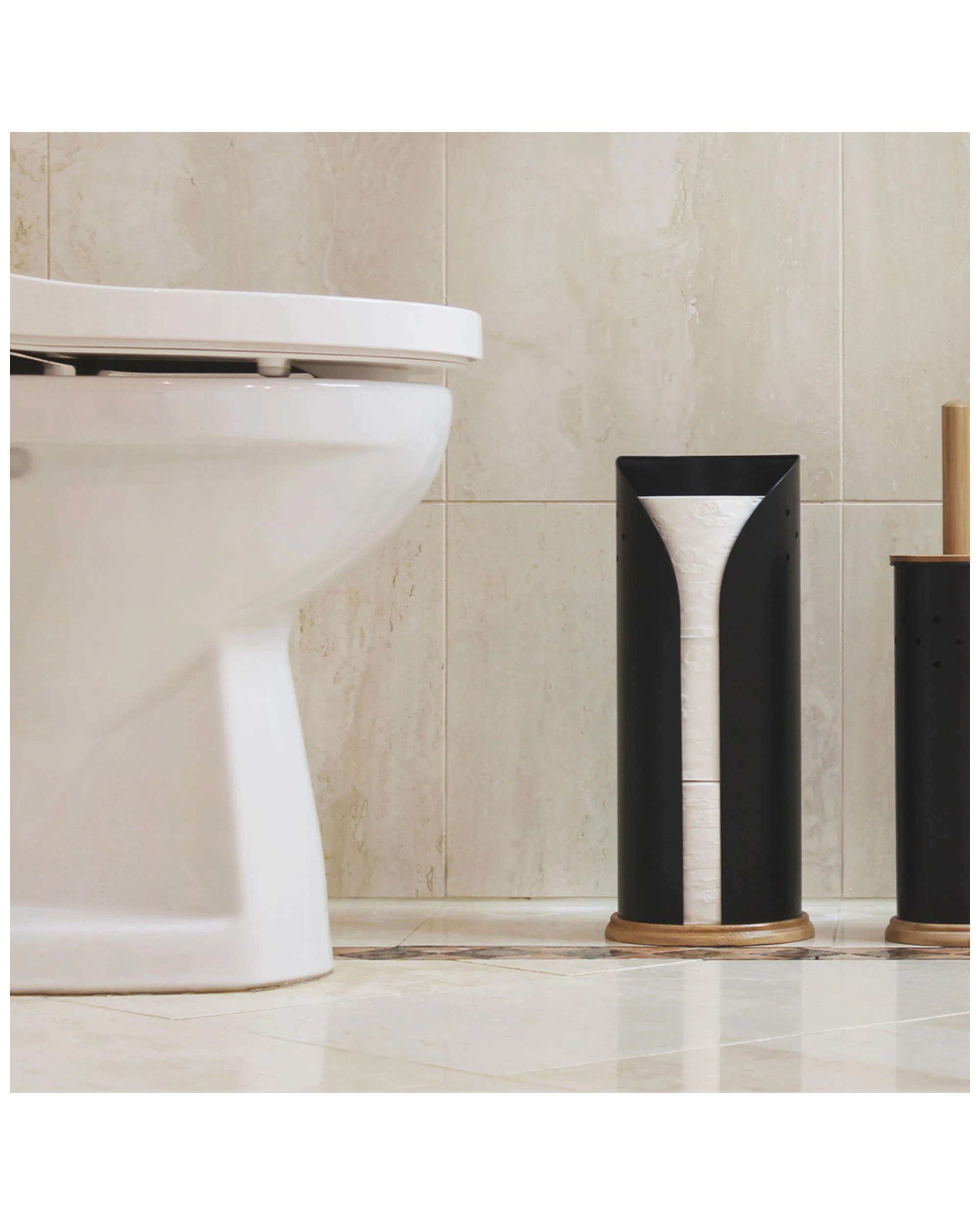 6 Eco Basics Stainless Steel Toilet Roll Dispenser Holder - Bathroom Storage
 - Black, 6 of 6