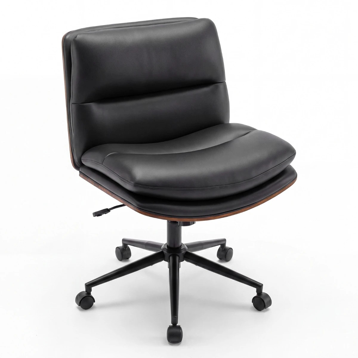 1 Costway Vanity Office Chair Adjustable Computer Desk Stool w/Backrest Swivel Task Chair Padded Seat - Black, 1 of 4