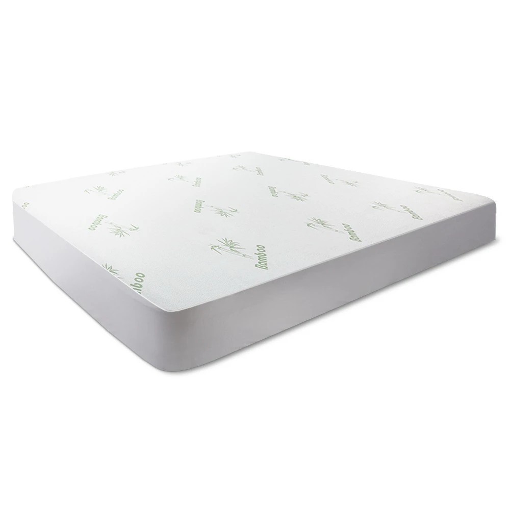 1 Giselle Bedding 40cm Bamboo Mattress Protector Breathable Design Queen - Queen Bed - White, 1 of 8