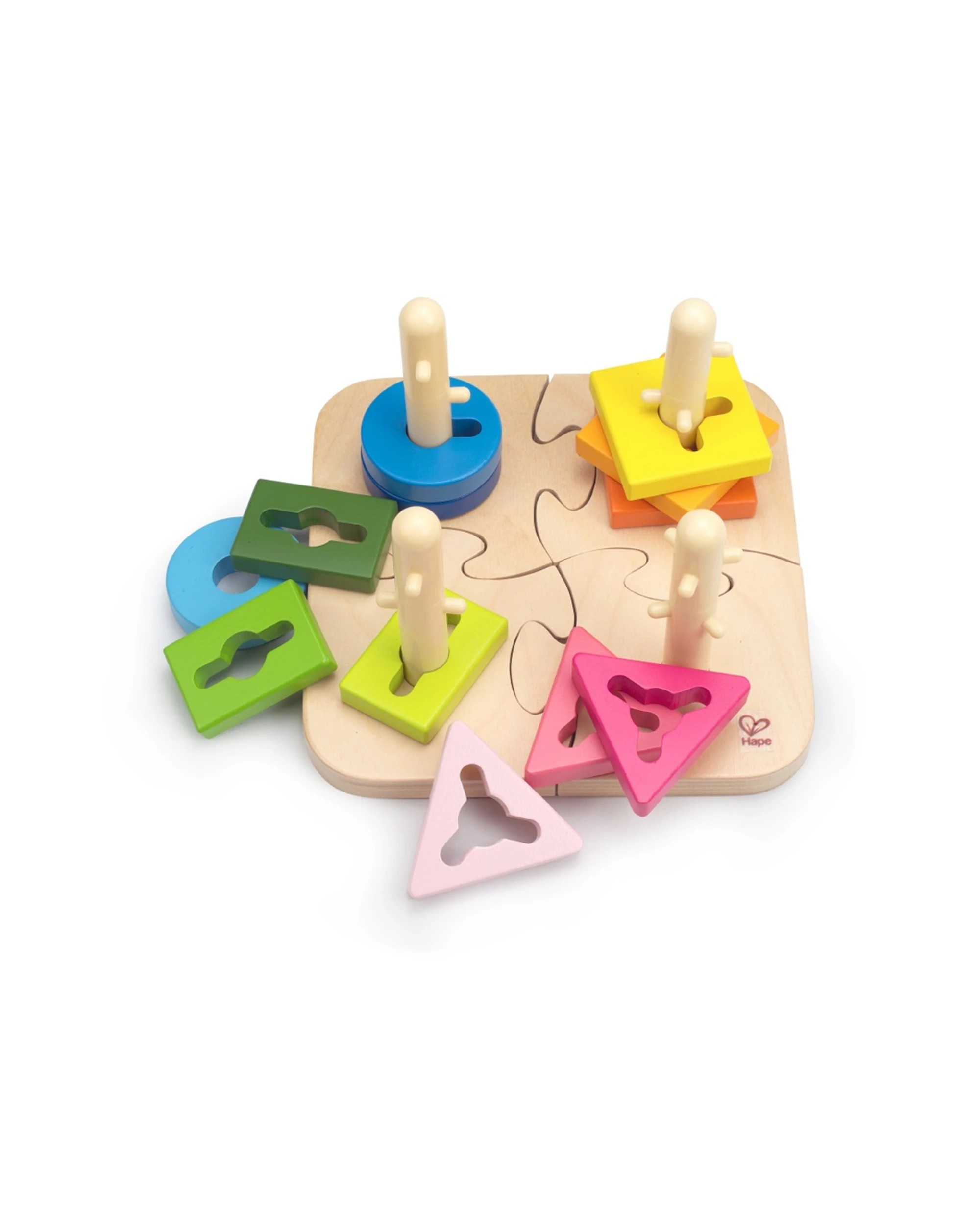 7 Hape Creative Peg Puzzle Colourful Wooden Shape Toy 19.1x11.6x19.1cm - Multi, 7 of 7