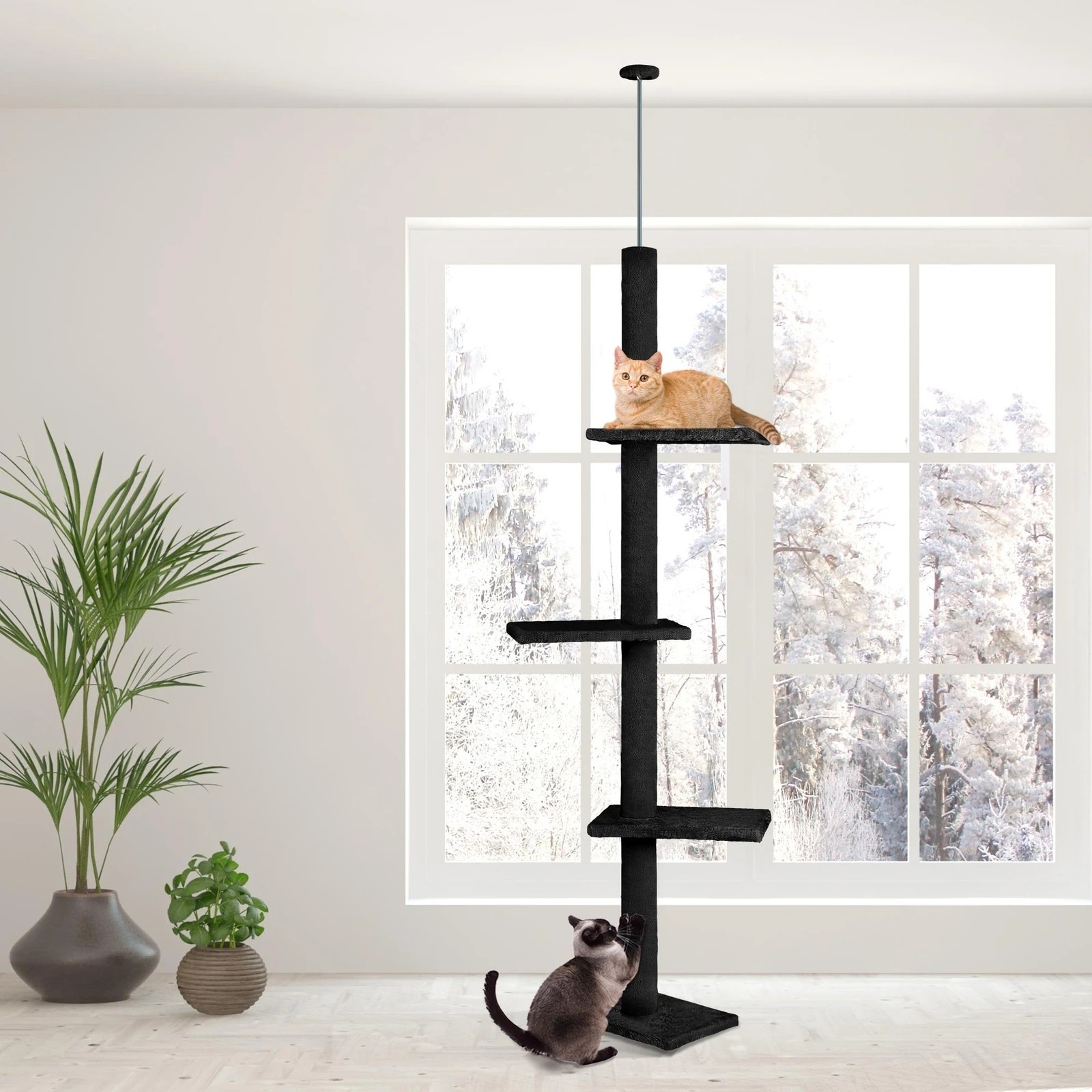 5 Beastie Cat Tree Scratching Post Scratcher Tower Condo House Furniture 230-286cm - Black, 5 of 5