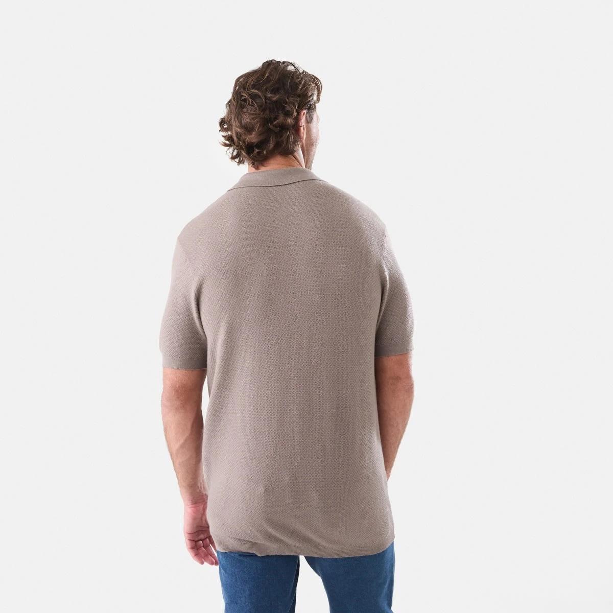 3 Button Up Knit Polo Shirt Brn Marle, 3 of 5