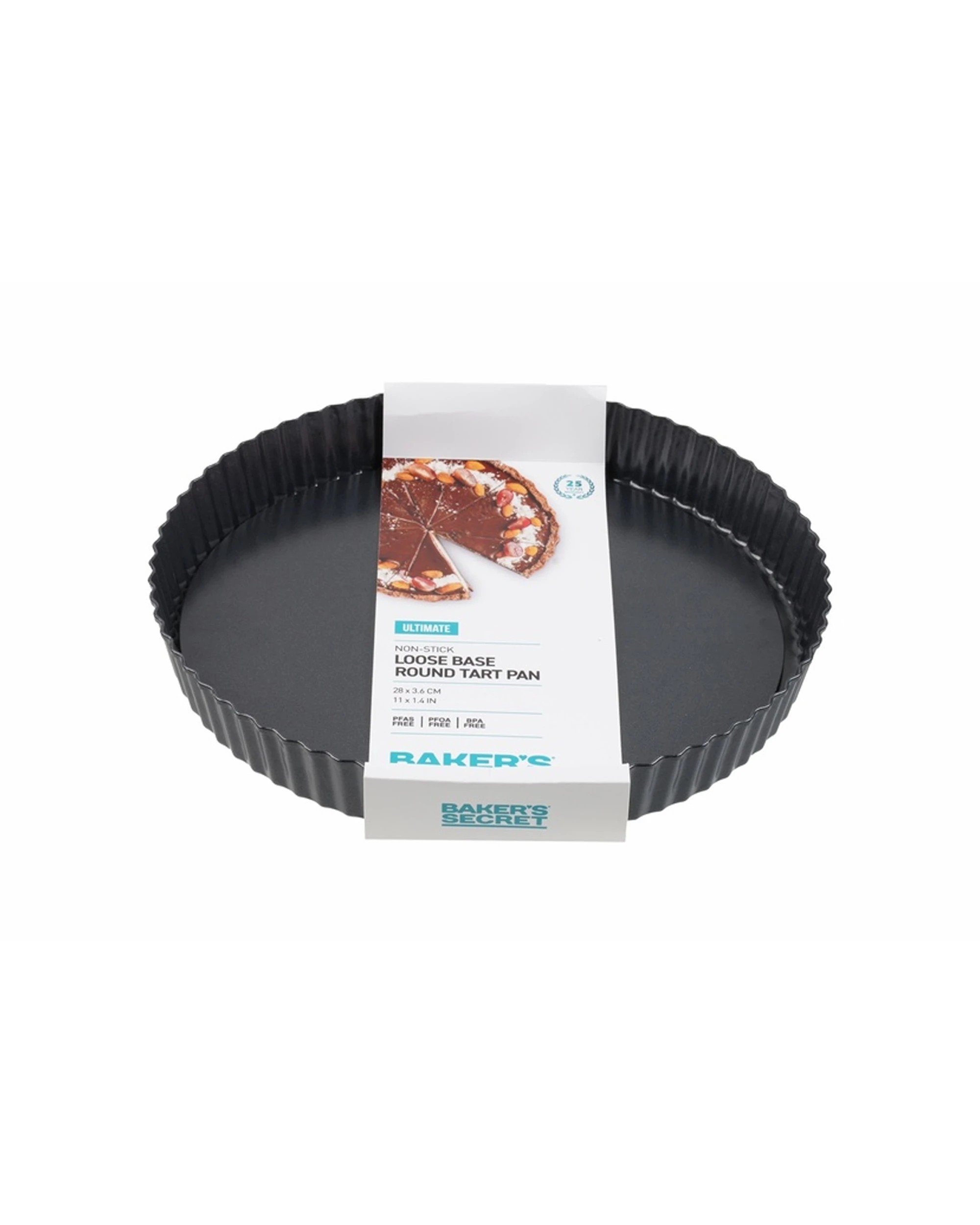 5 Bakers Secret Ultimate Non-Stick Loose Base Round Tart Quiche Pan 28cm - Black, 5 of 5