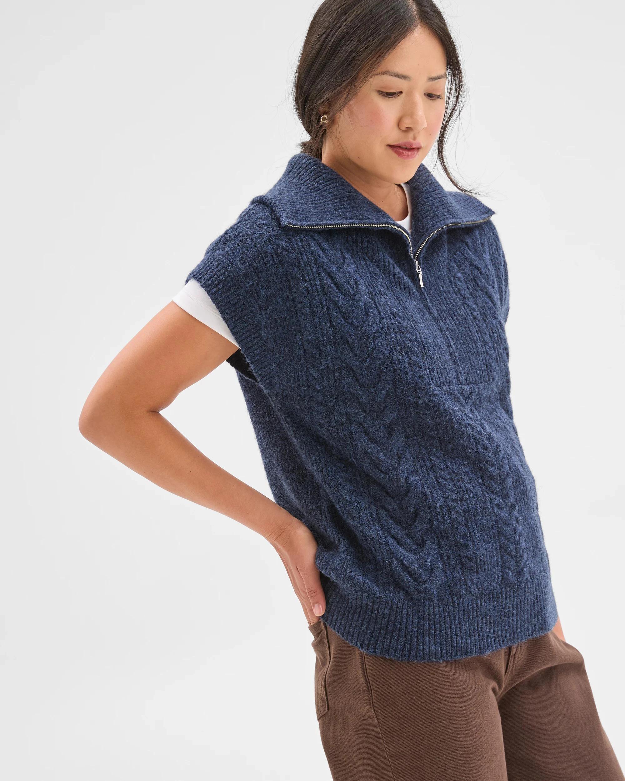 4 Target Woman Lightweight Lofty Cable Knit Vest NAVY, 4 of 6