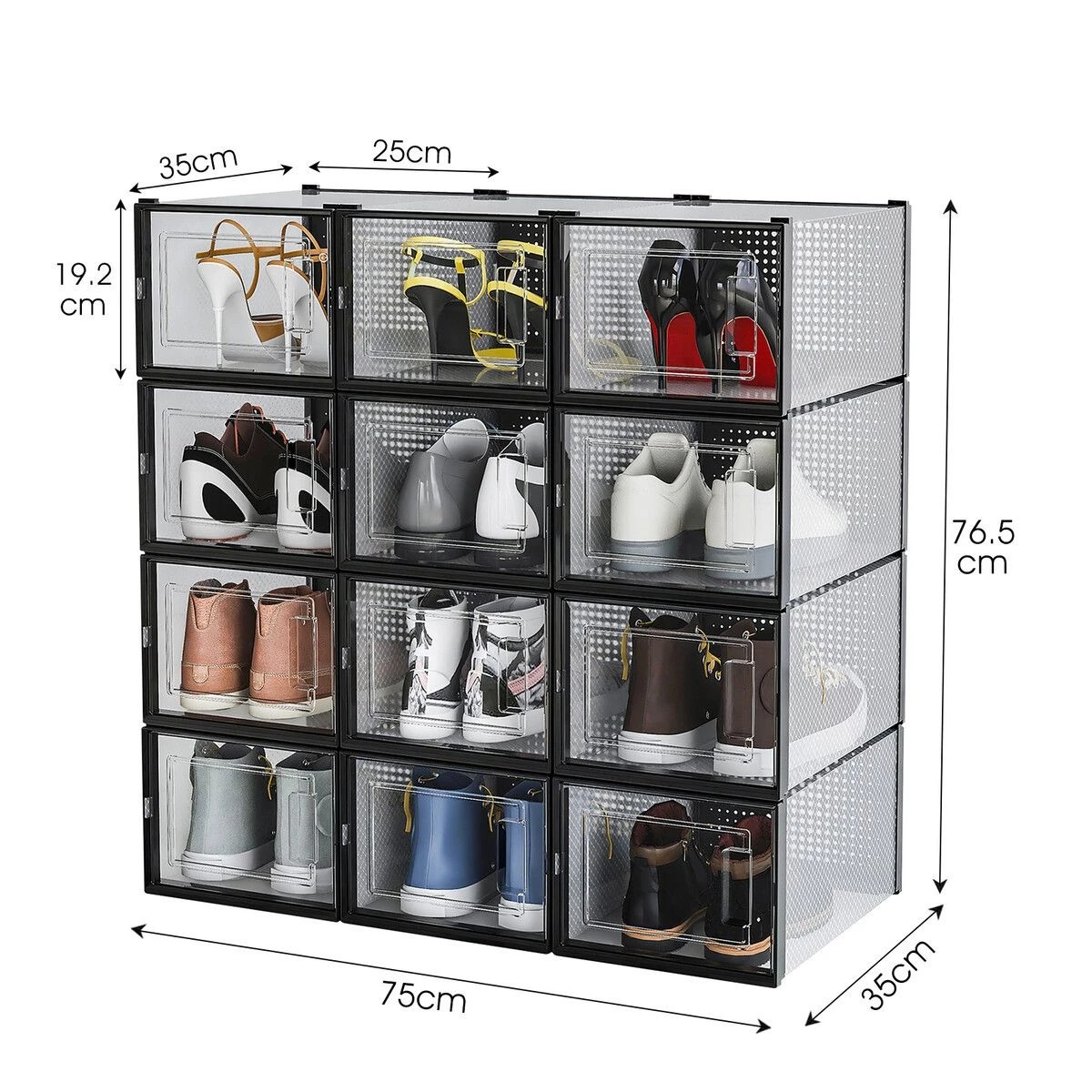 2 LUXSUITE 12PCS Shoe Storage Box Sneaker Display Case Plastic Clear Boxes Stackable Organizer Transparent Container Unit, 2 of 2