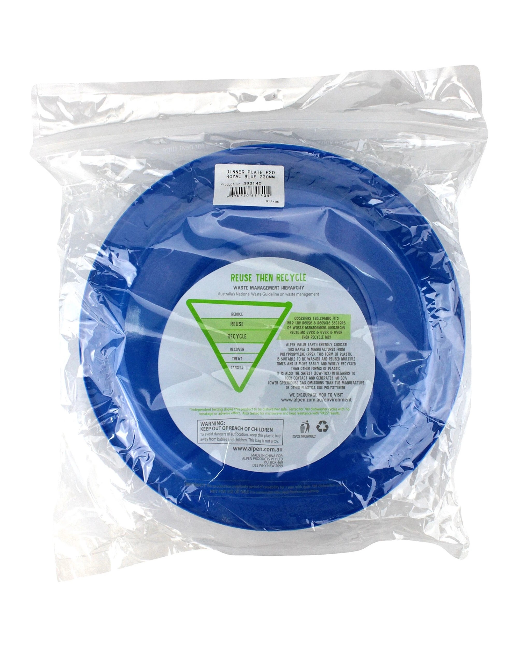 3 Alpen 23cm Reusable Plates Pack of 20 - Fashion Royal Blue - Royal Blue, 3 of 3