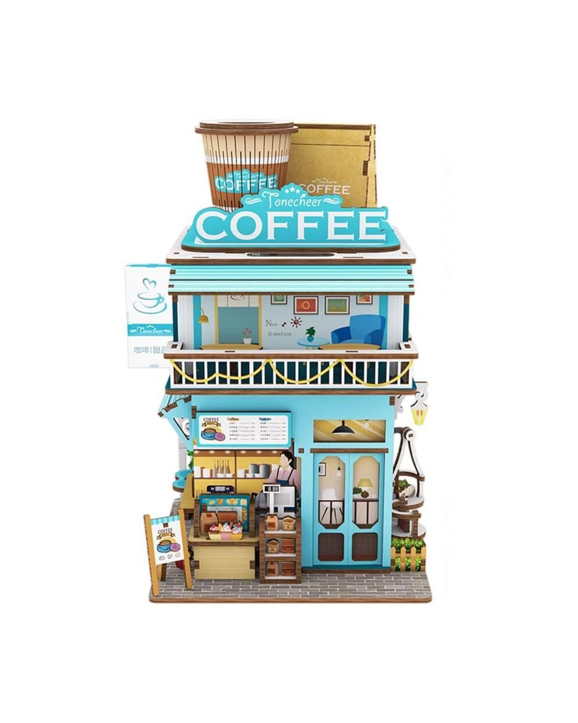 2 Tonecheer Cape Coffee Shop Desktop Storage 3D Puzzle Model Kit, 2 of 4