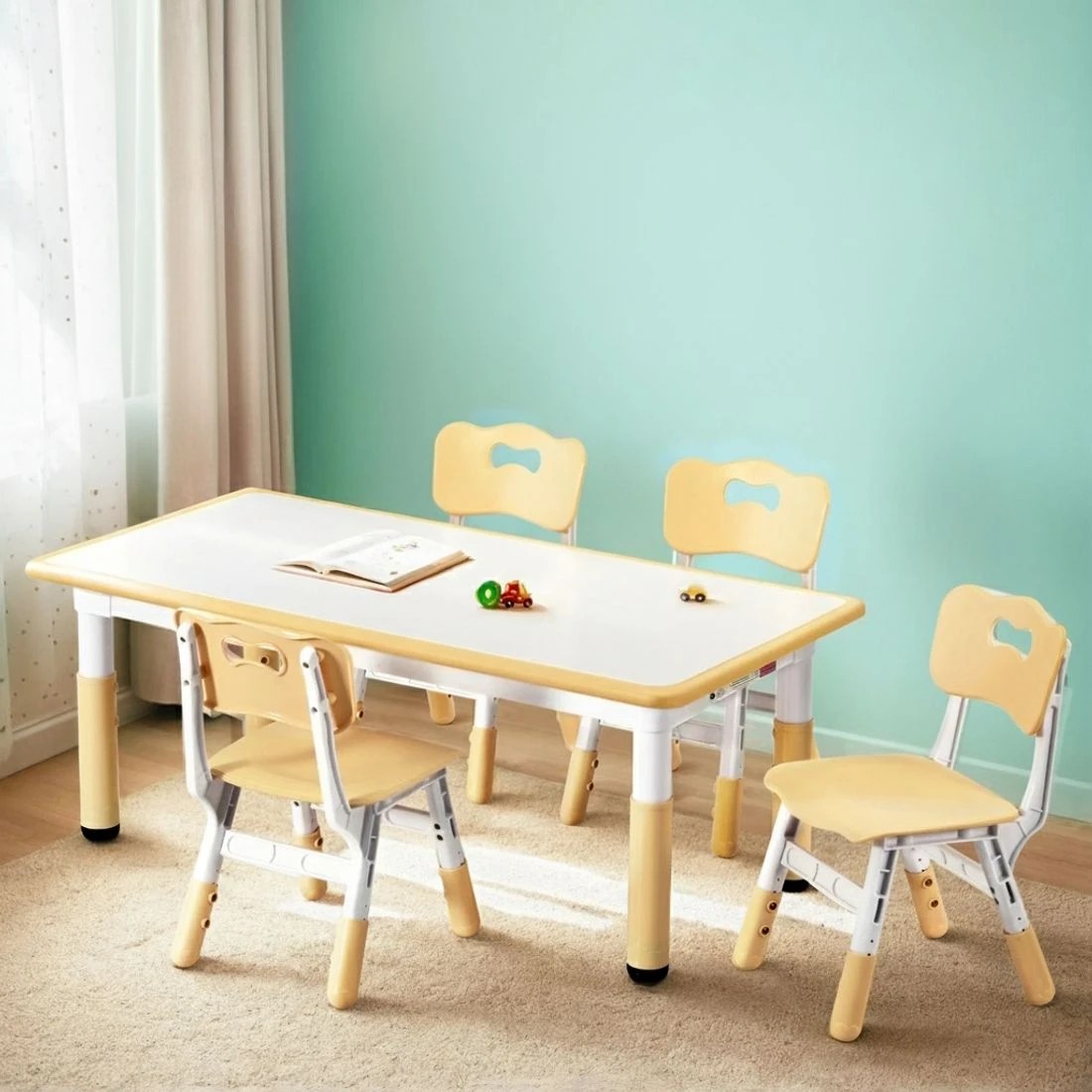 3 1 Keezi Kids Table and 4 Chairs Set Graffiti - Multi, 3 of 5