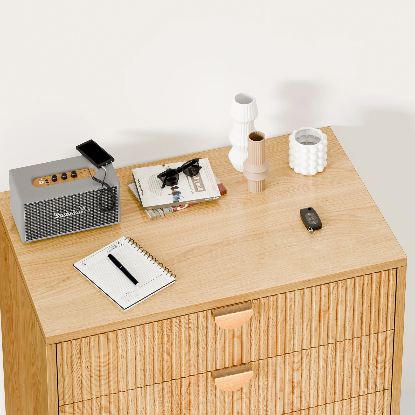 5 Alfordson 4 Chest of Drawers Modern Storage Cabinet Dresser Tallboy - Oak, 5 of 10