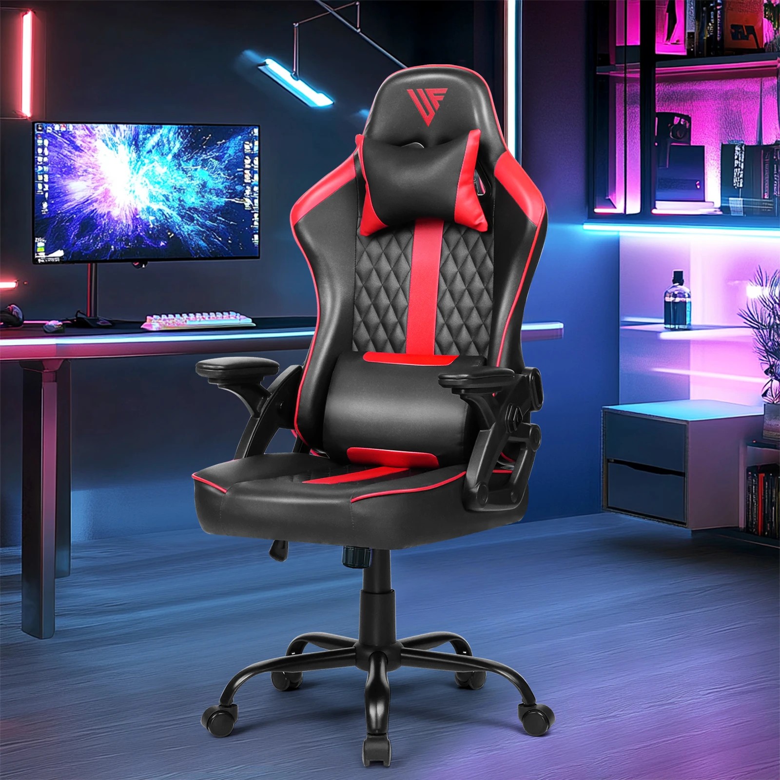 3 Advwin Gaming Chair Height Adjustable Ergonomic Recliner Racing Office Chair
 - Black, 3 of 8