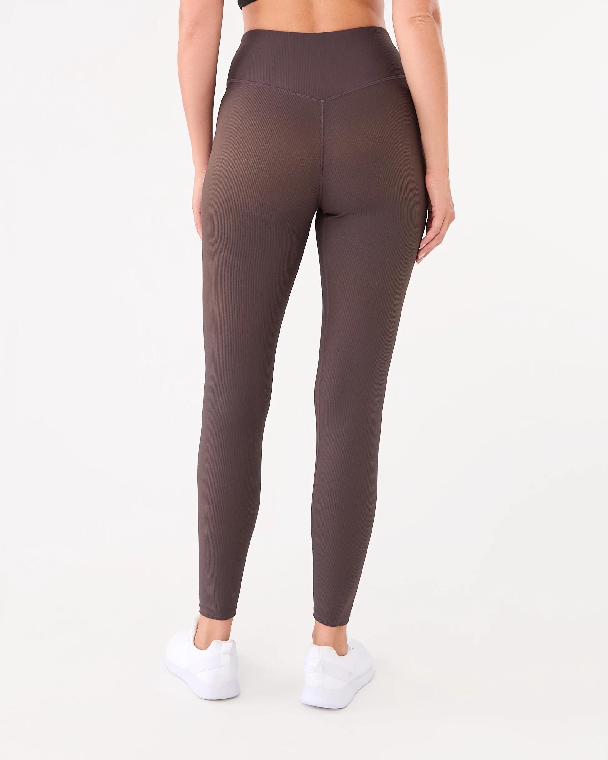 3 Active Womens Ribbed Leggings Espresso, 3 of 5