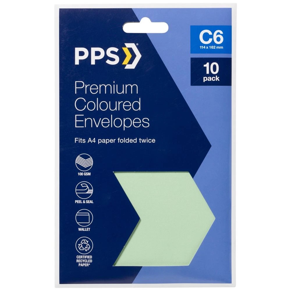 1 PPS C6 Premium Envelopes Green 10 Pack, 1 of 3