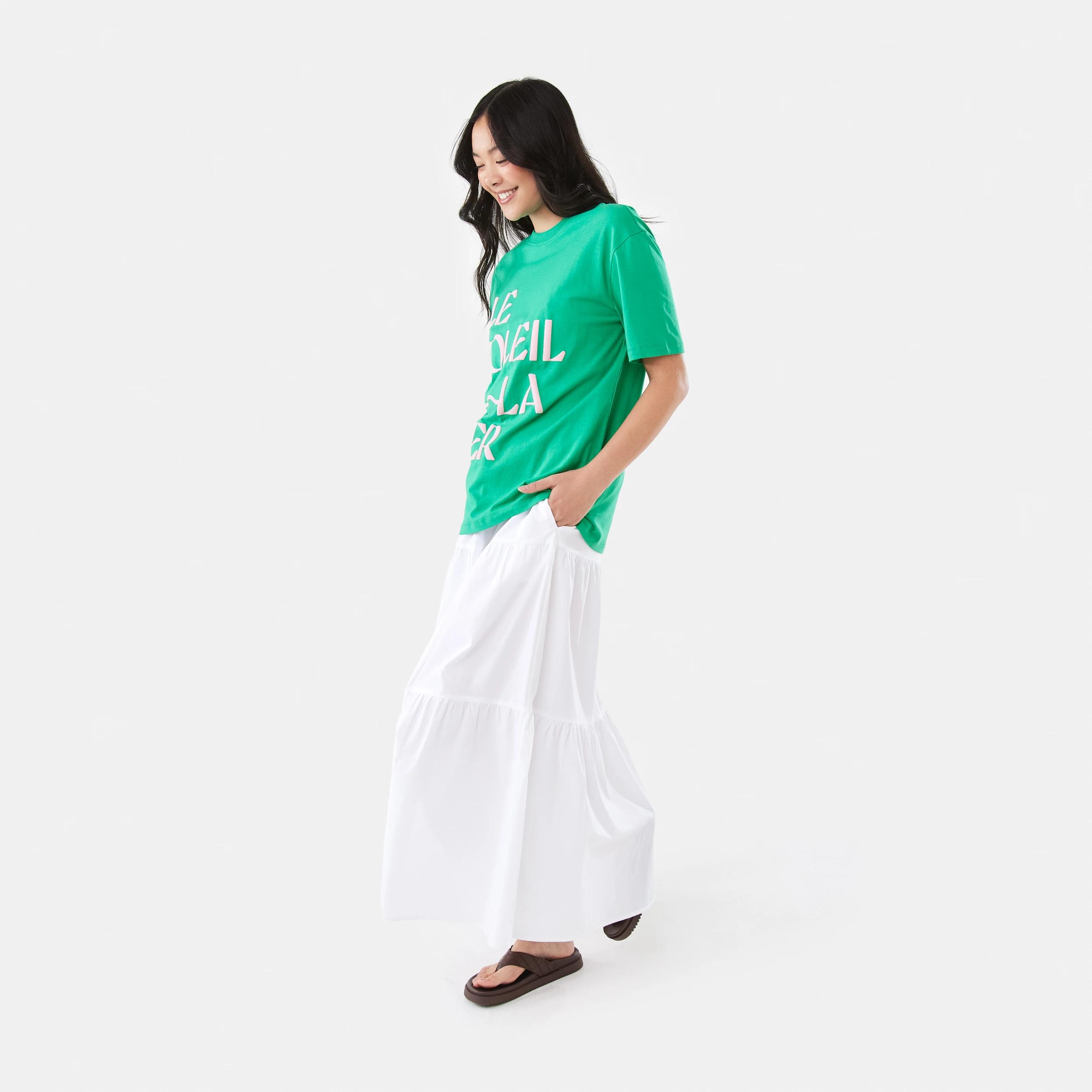 3 Poplin Tiered Maxi Skirt White, 3 of 8