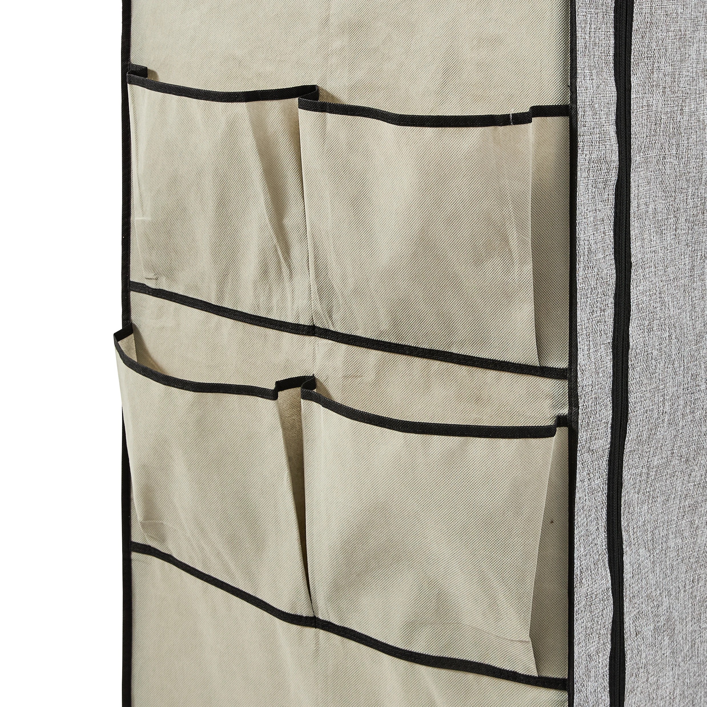 6 Linen Look Covered Wardrobe - Charcoal, 6 of 8