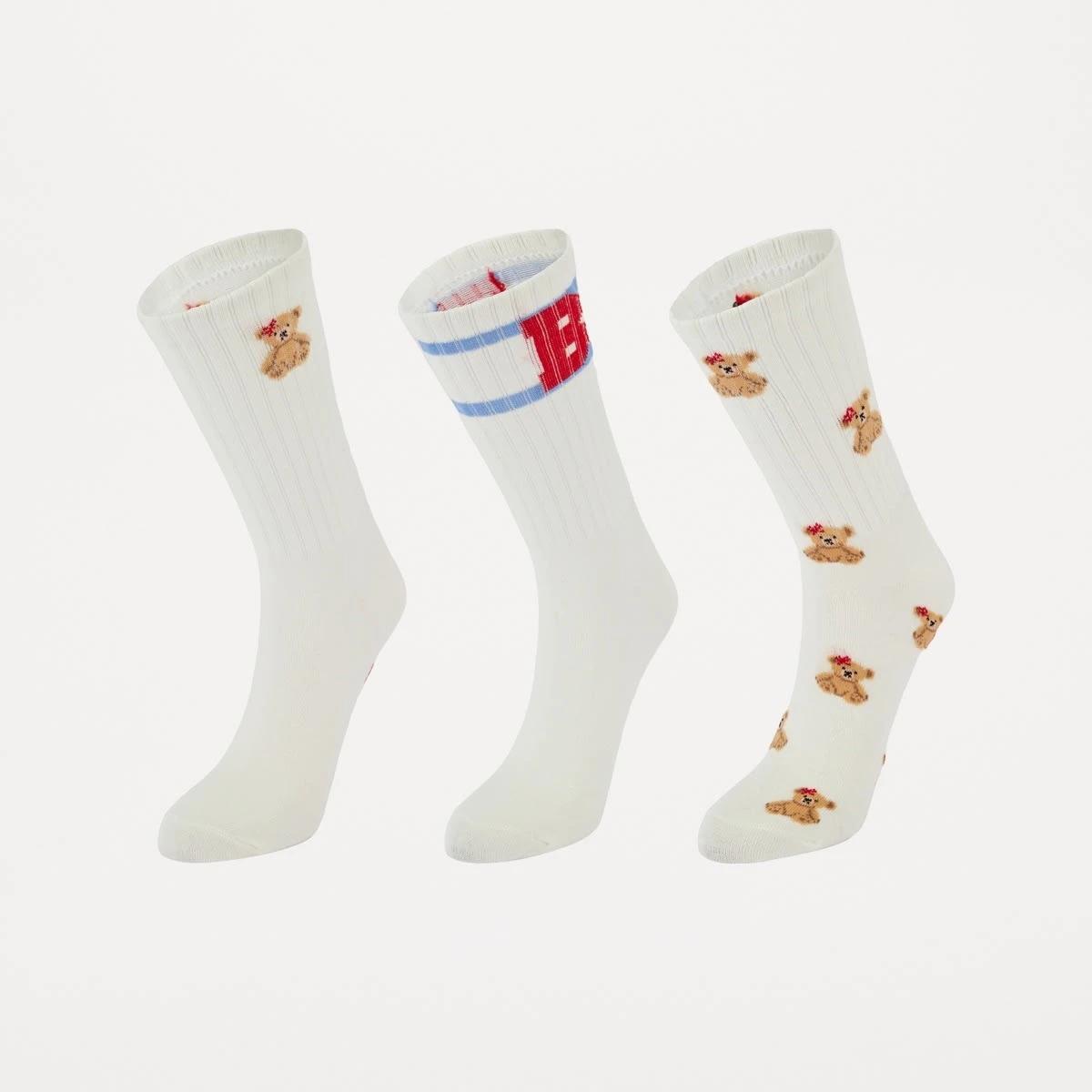 1 3 Pack Printed Crew Socks BEARS, 1 of 3