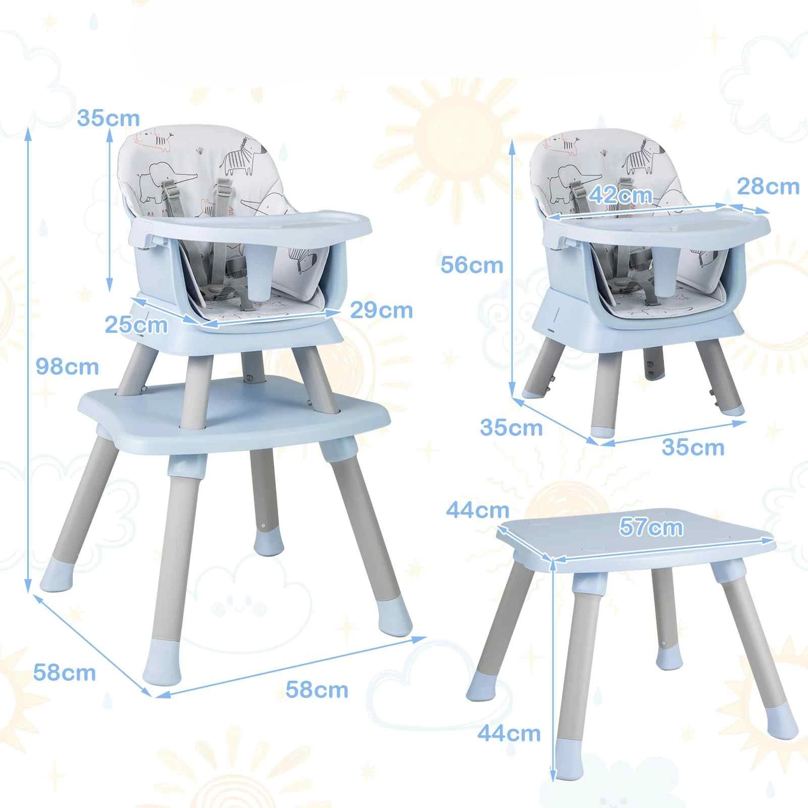 3 Costway 8 in 1 Baby High Chair w/Removable Tray - Blue, 3 of 3