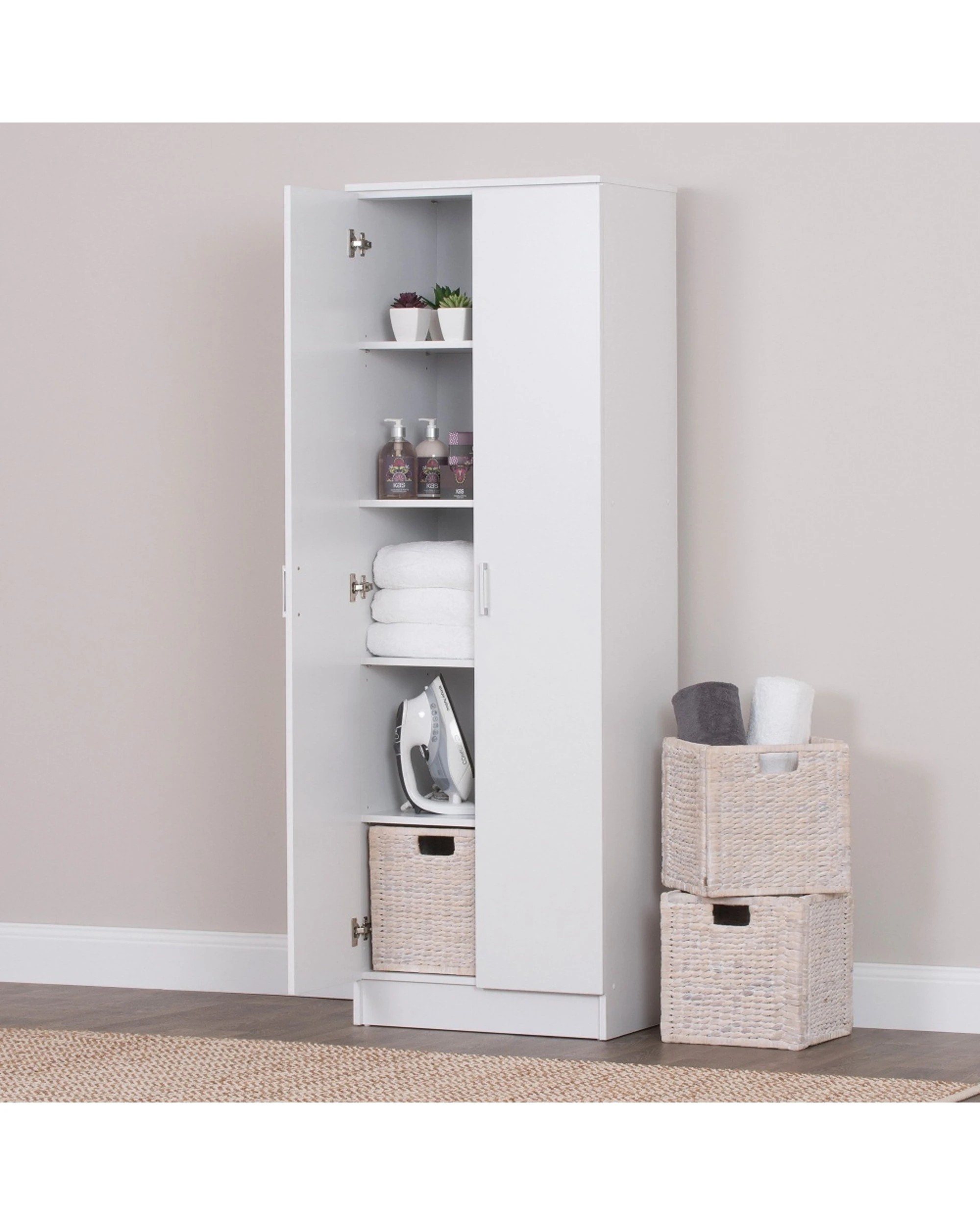 5 Alpine Bay Multipurpose Cupboard 5 Tier 2 Door Storage Unit Cabinet - White, 5 of 6
