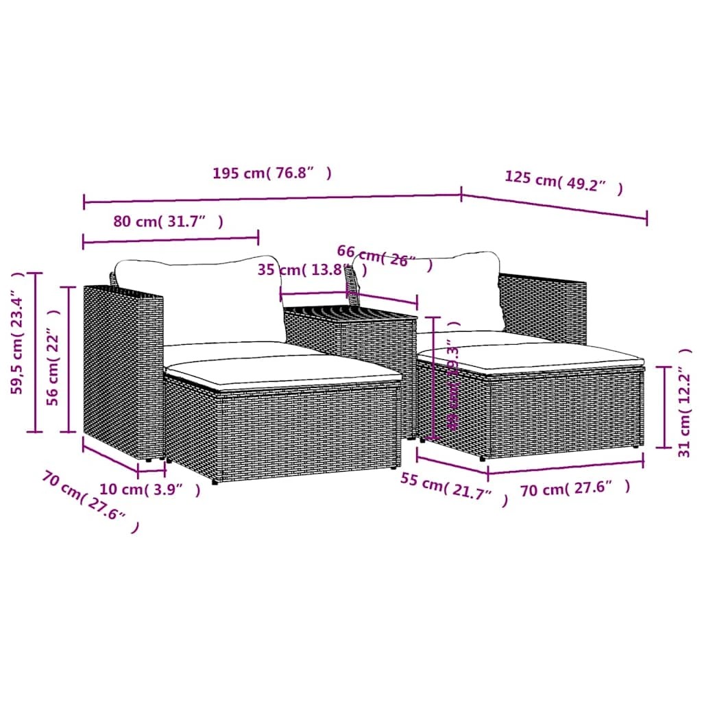 8 vidaXL Garden Sofa Set Poly Rattan - Black, 8 of 8