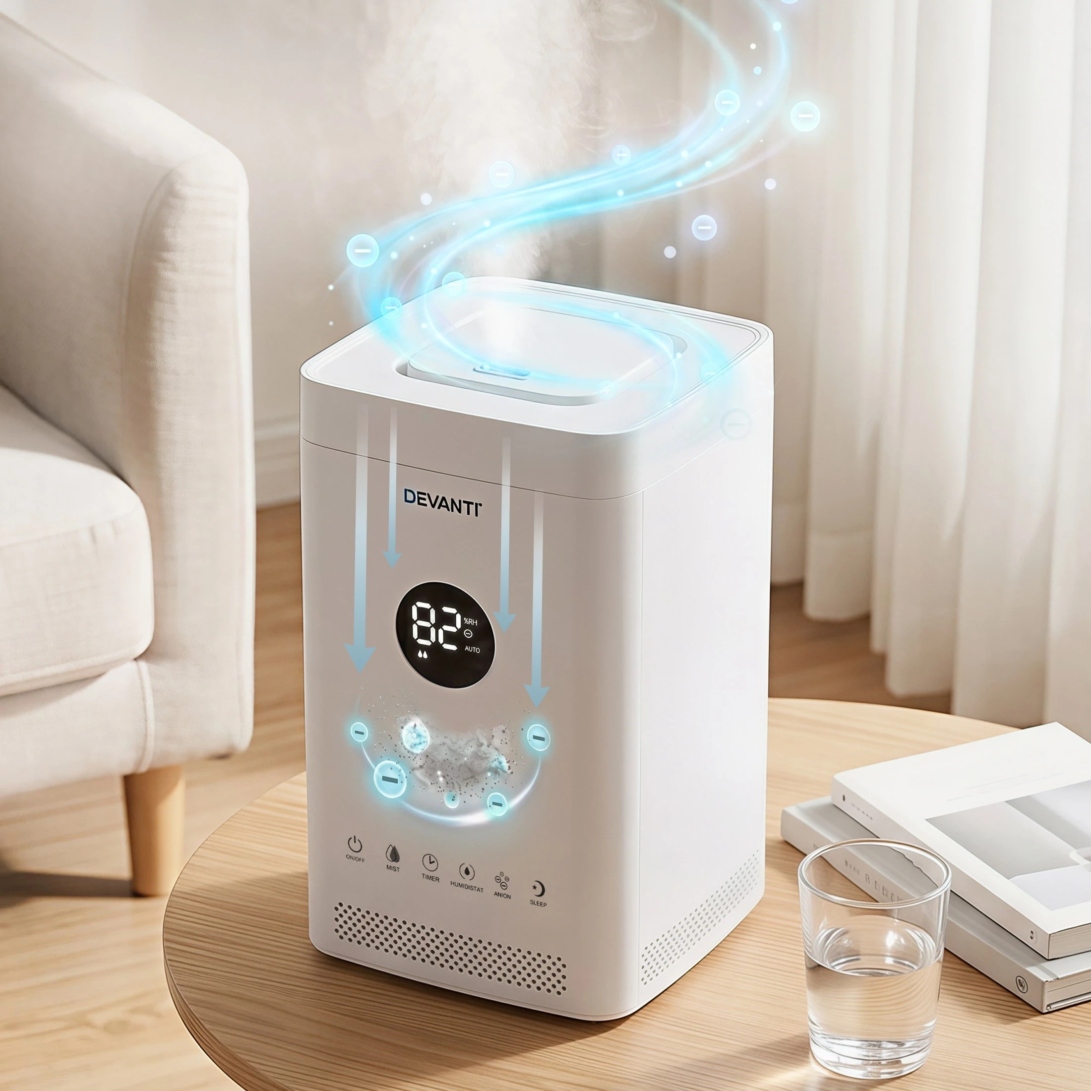 4 Devanti 5L Ultrasonic Humidifier and Air Purifier - White, 4 of 8