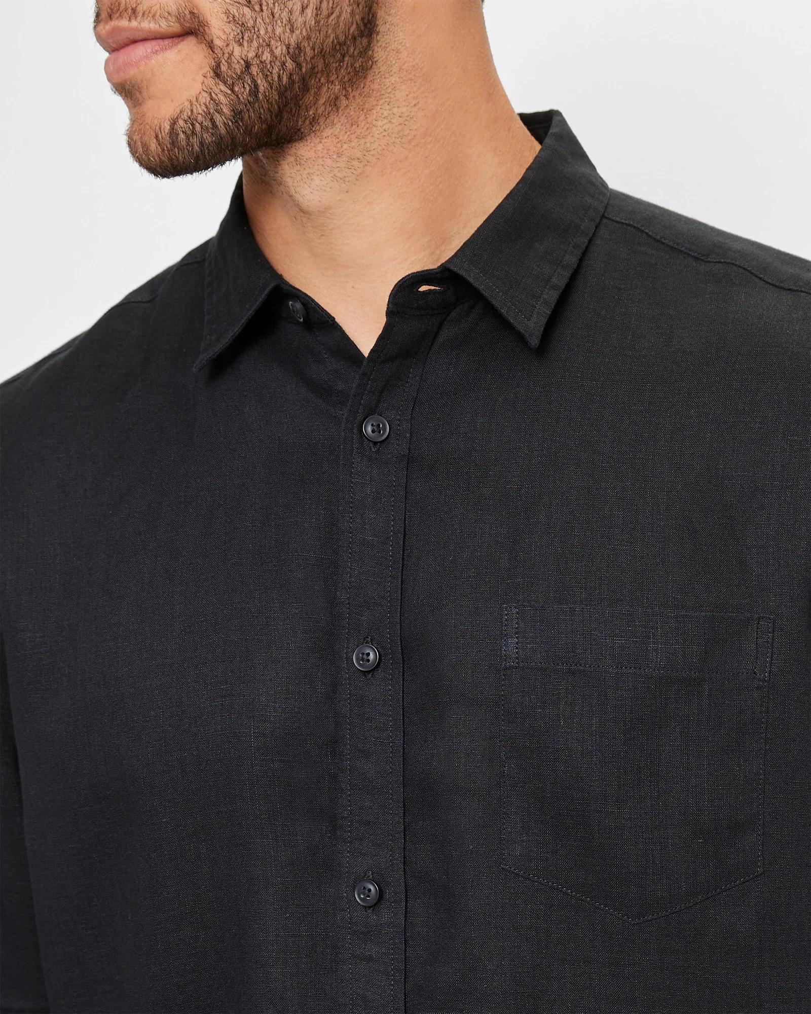 5 Target European Linen Long Sleeve Shirt BLACK, 5 of 5