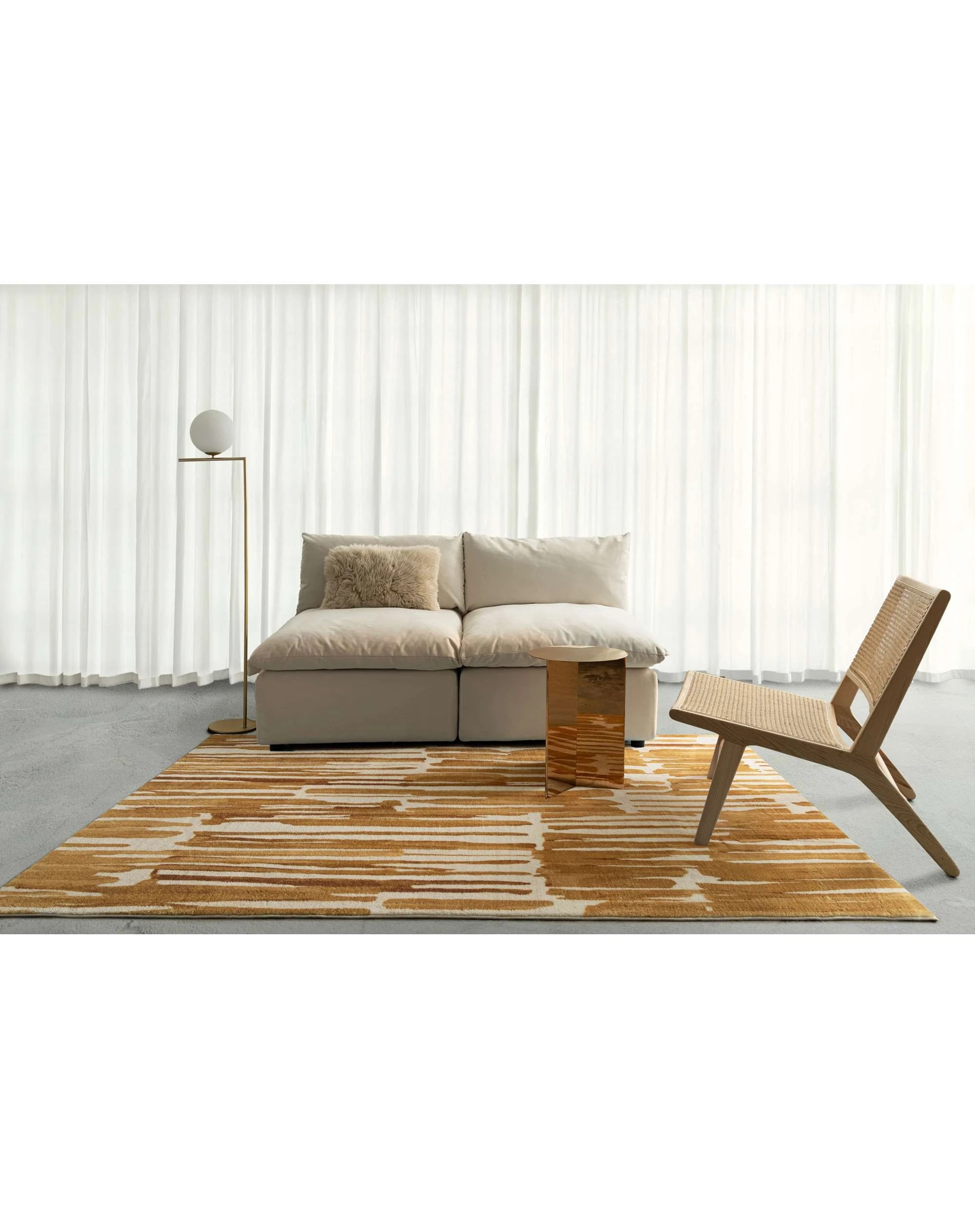 2 Loopsie Omaya Striped Washable Rug-290cm x 200cm - Gold, 2 of 6