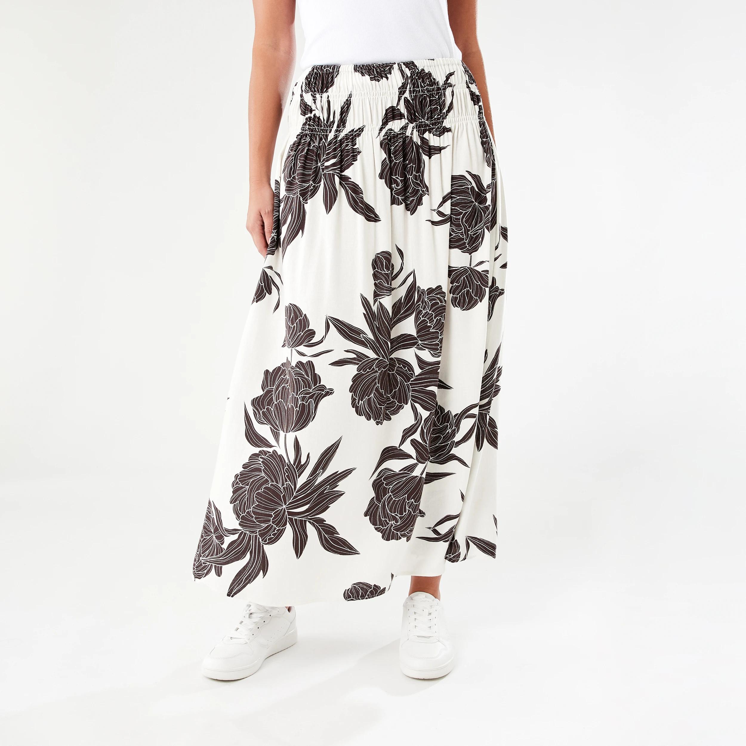 1 Gathered Maxi Skirt CHOCOLATE FLORAL, 1 of 4
