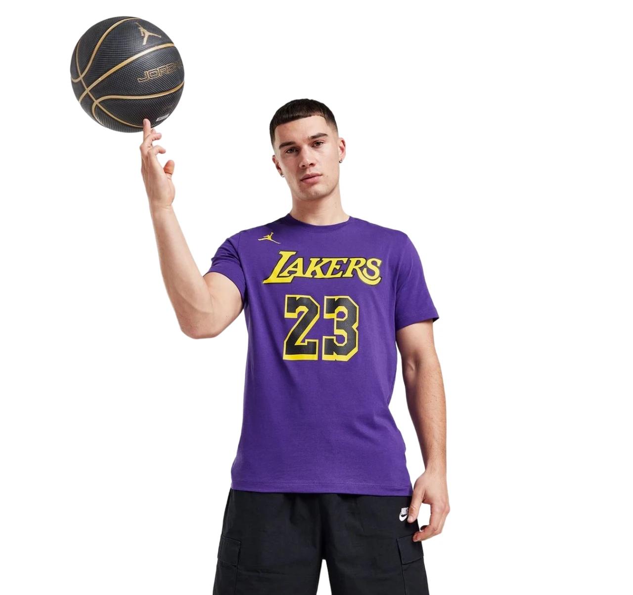 3 Nike Mens Air Jordan NBA Lebron James Lakers Purple Statement Jersey T-Shirt PURPLE, 3 of 7