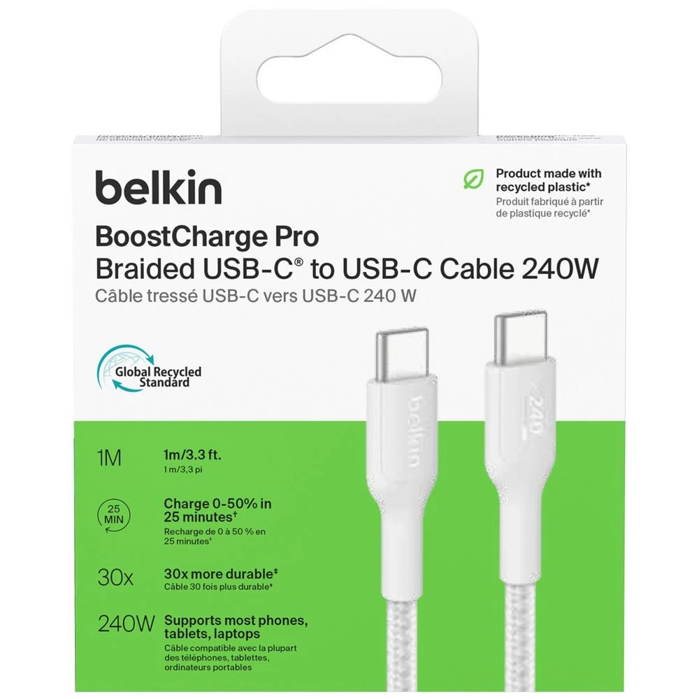 2 Belkin BoostCharge Pro Braided USB-C to USB-C Cable 1M White, 2 of 2