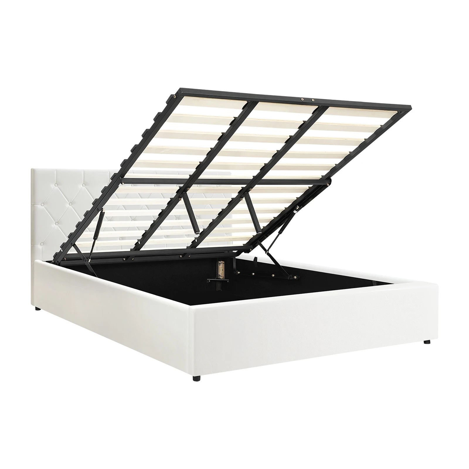 7 Oikiture King Bed Frame Gas Lift Storage Base
 - White, 7 of 10