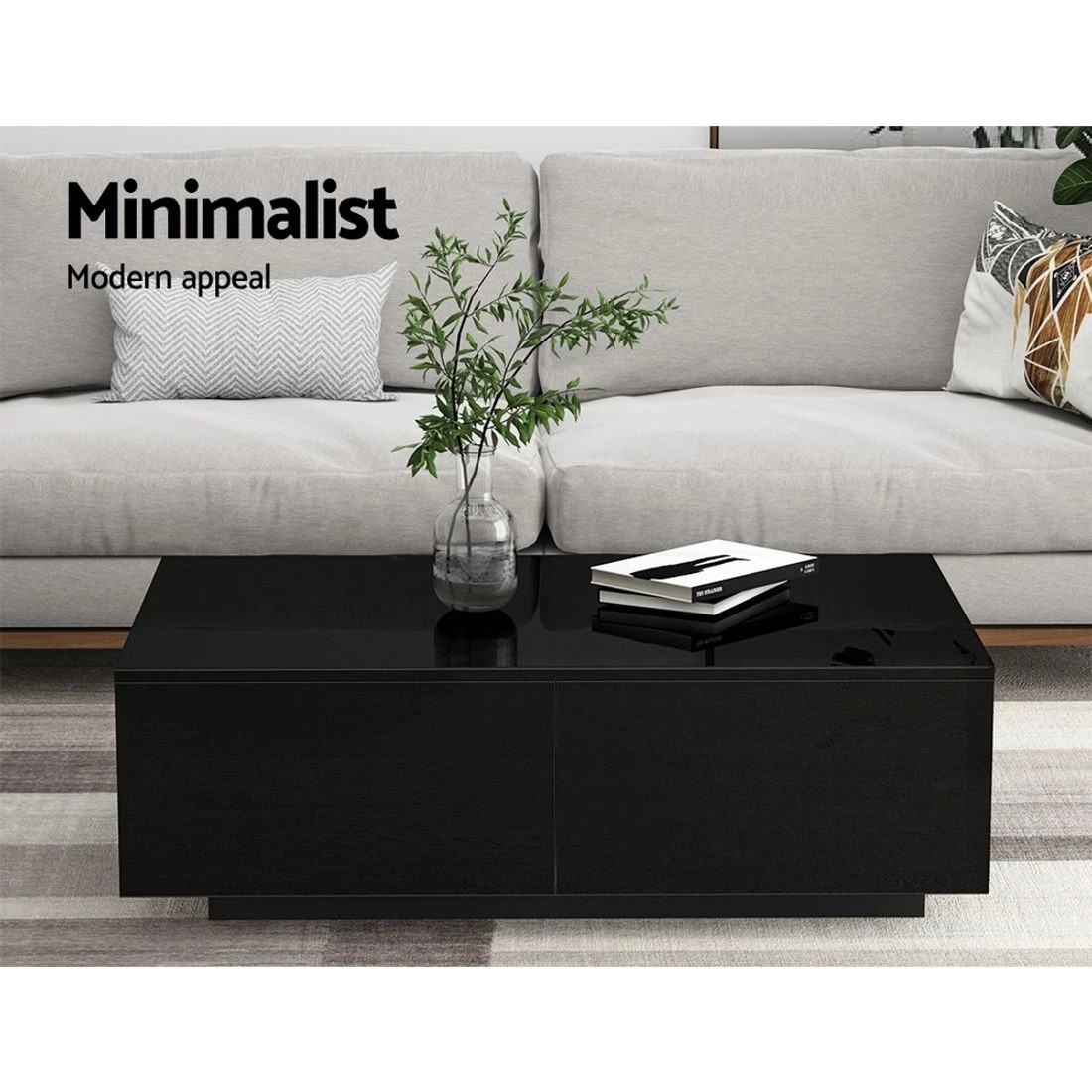 4 Artiss Coffee Table 4 Drawers  Trevi - Black, 4 of 8