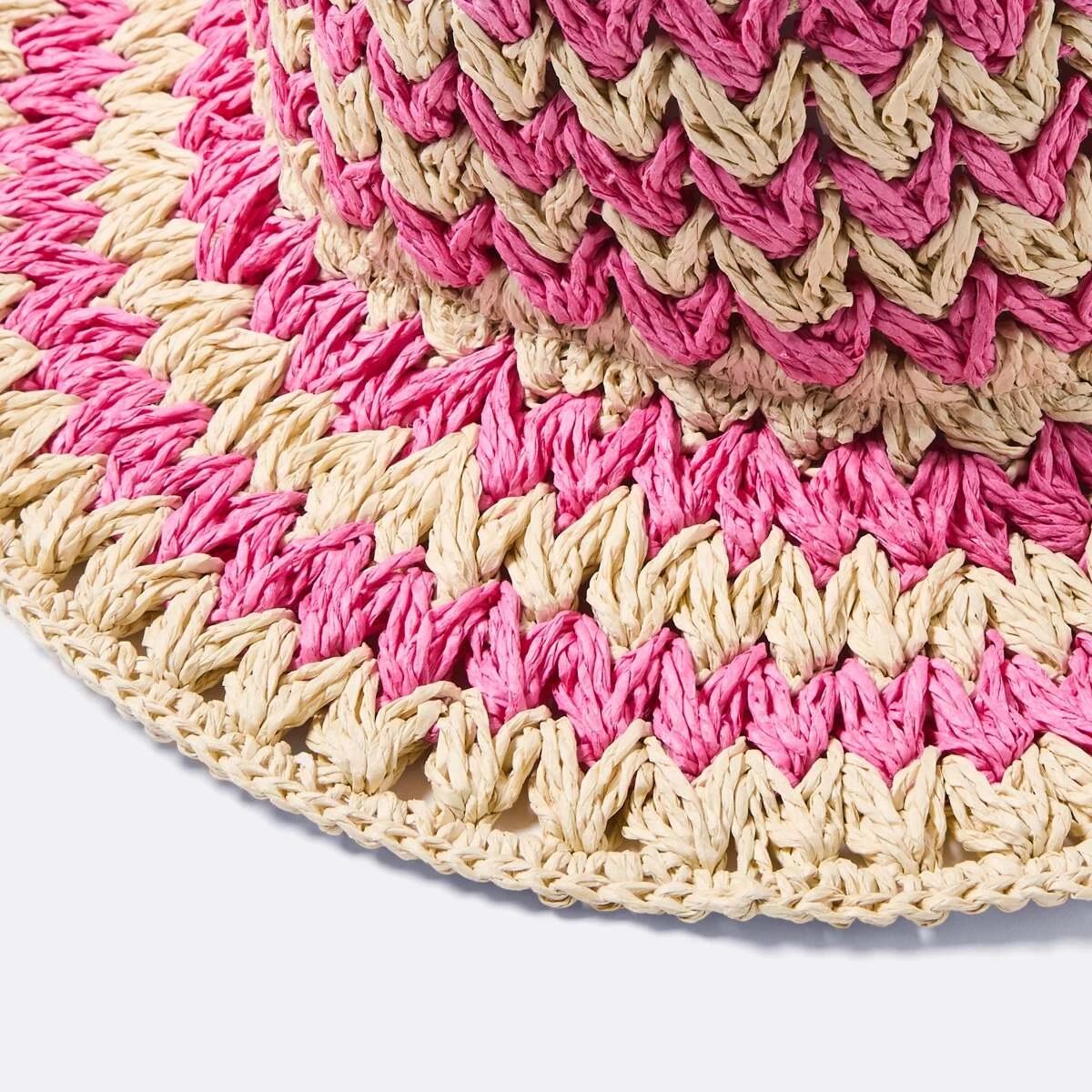 2 Crochet Straw Hat PINK STAW, 2 of 2