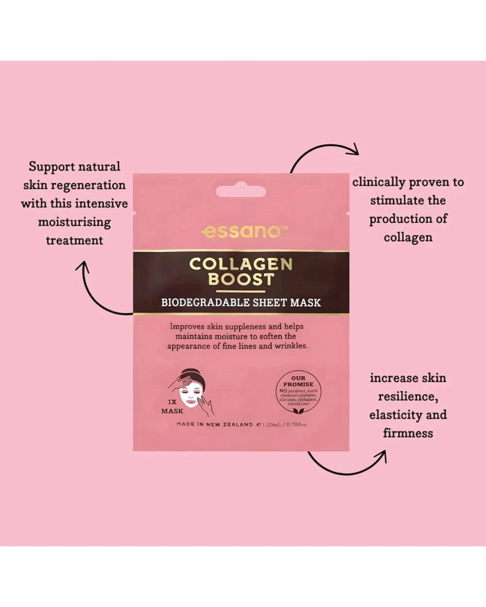 3 12 x Essano Collagen Boost Biodegradable Sheet Face Mask 23mL, 3 of 5