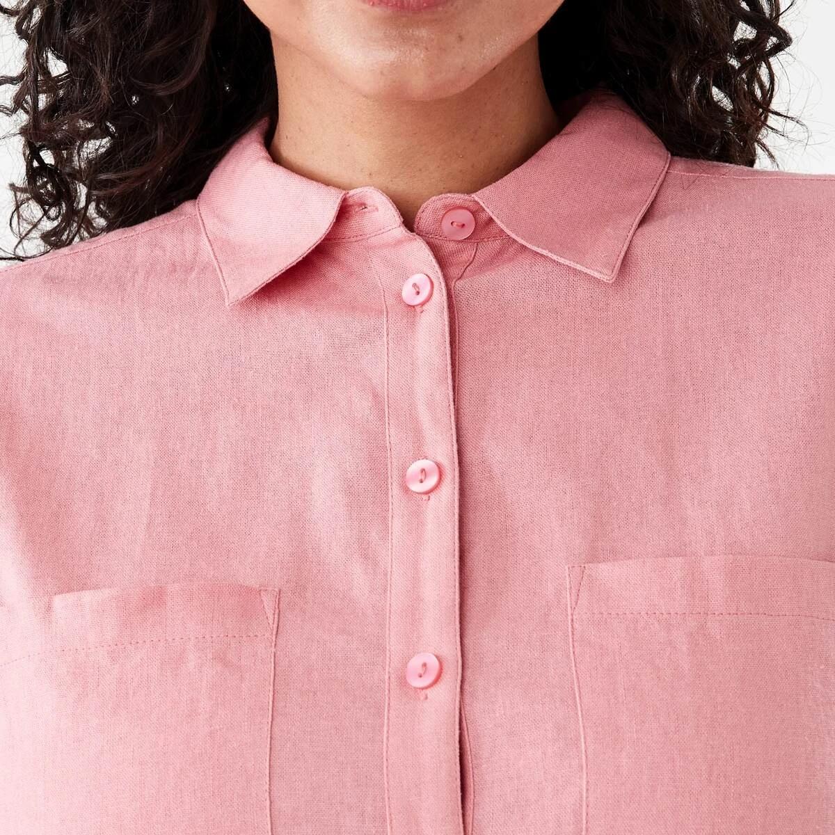 5 Long Sleeve Linen Blend Shirt Pink Wash, 5 of 7