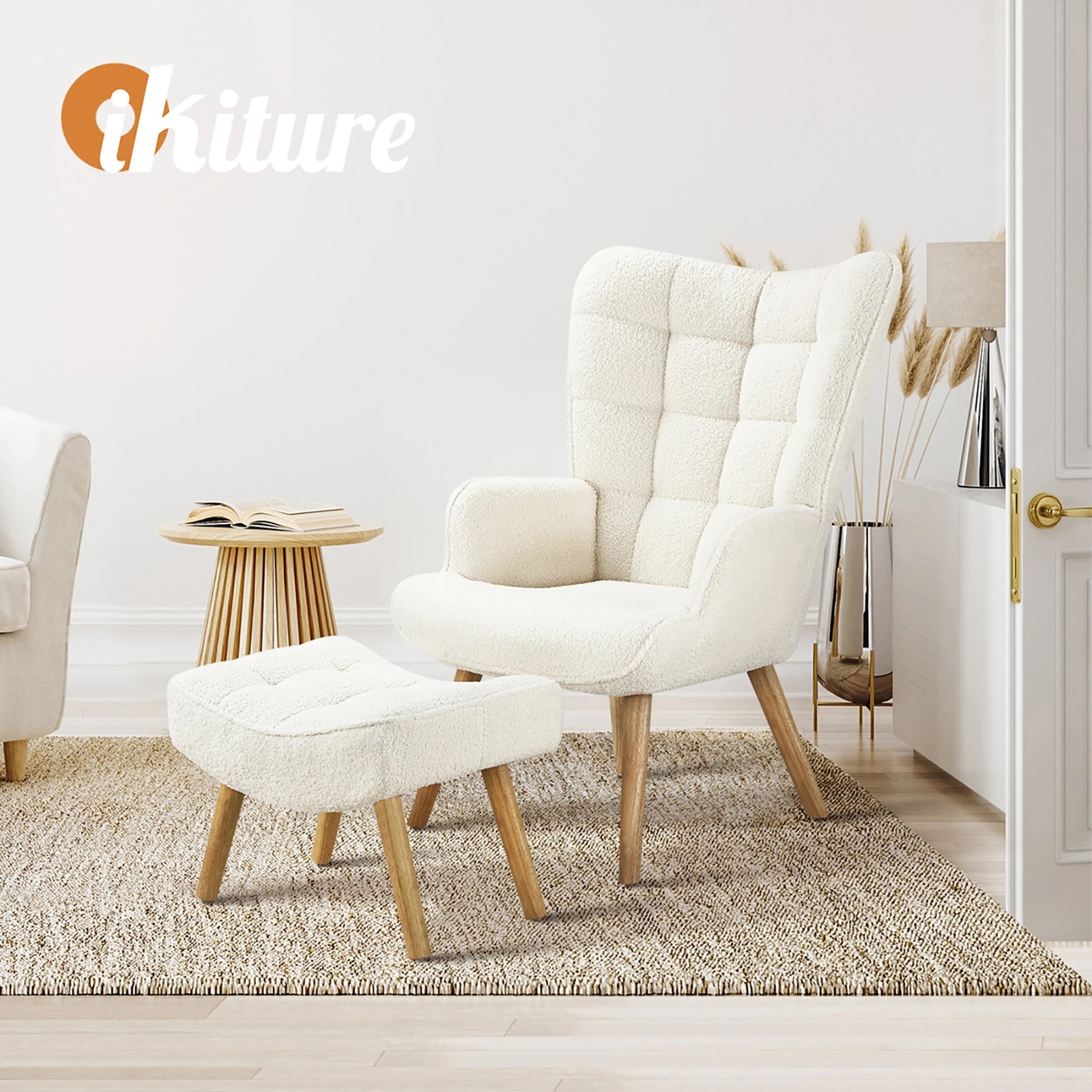 5 Oikiture Armchair Lounge Chair Ottoman Accent Armchairs Sherpa Sofa Chairs
 - White, 5 of 10